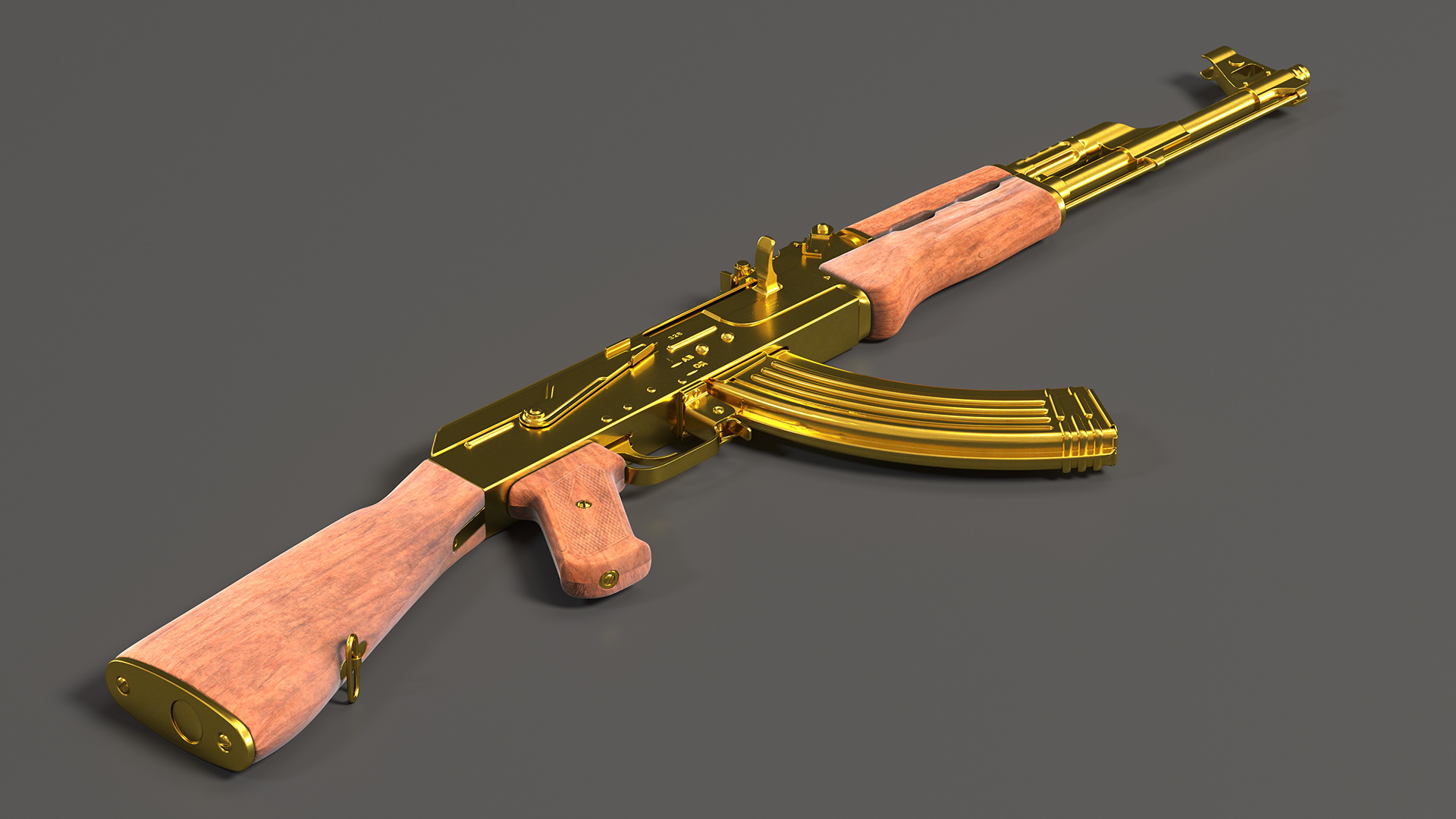 Assault Rifle AK 47 Gold 3D model