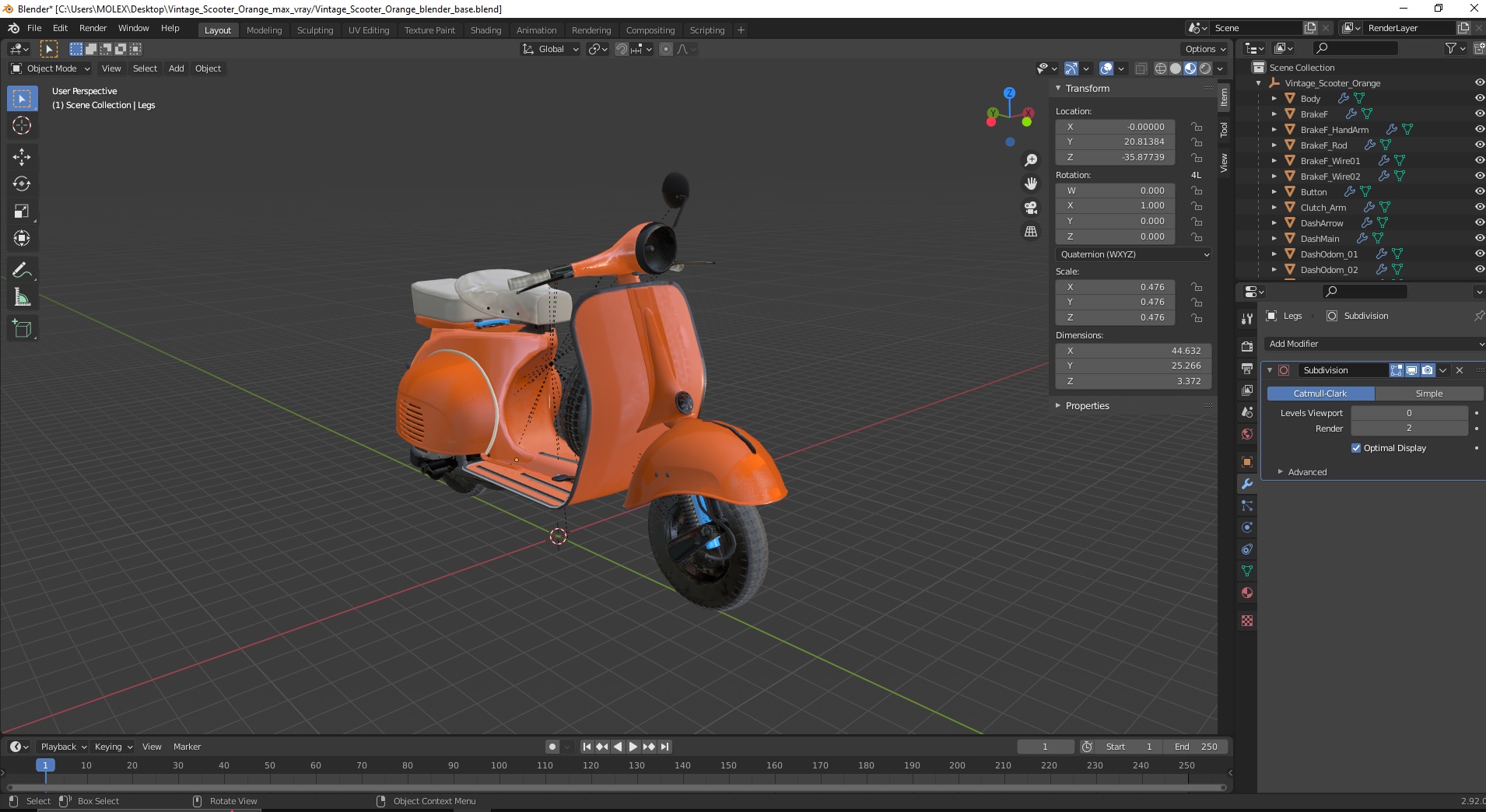 Vintage Scooter Orange 3D