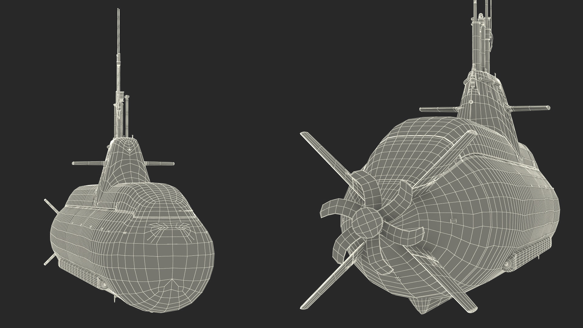 Compact Submarine HDW Class 212A Wet Rigged for Maya 3D