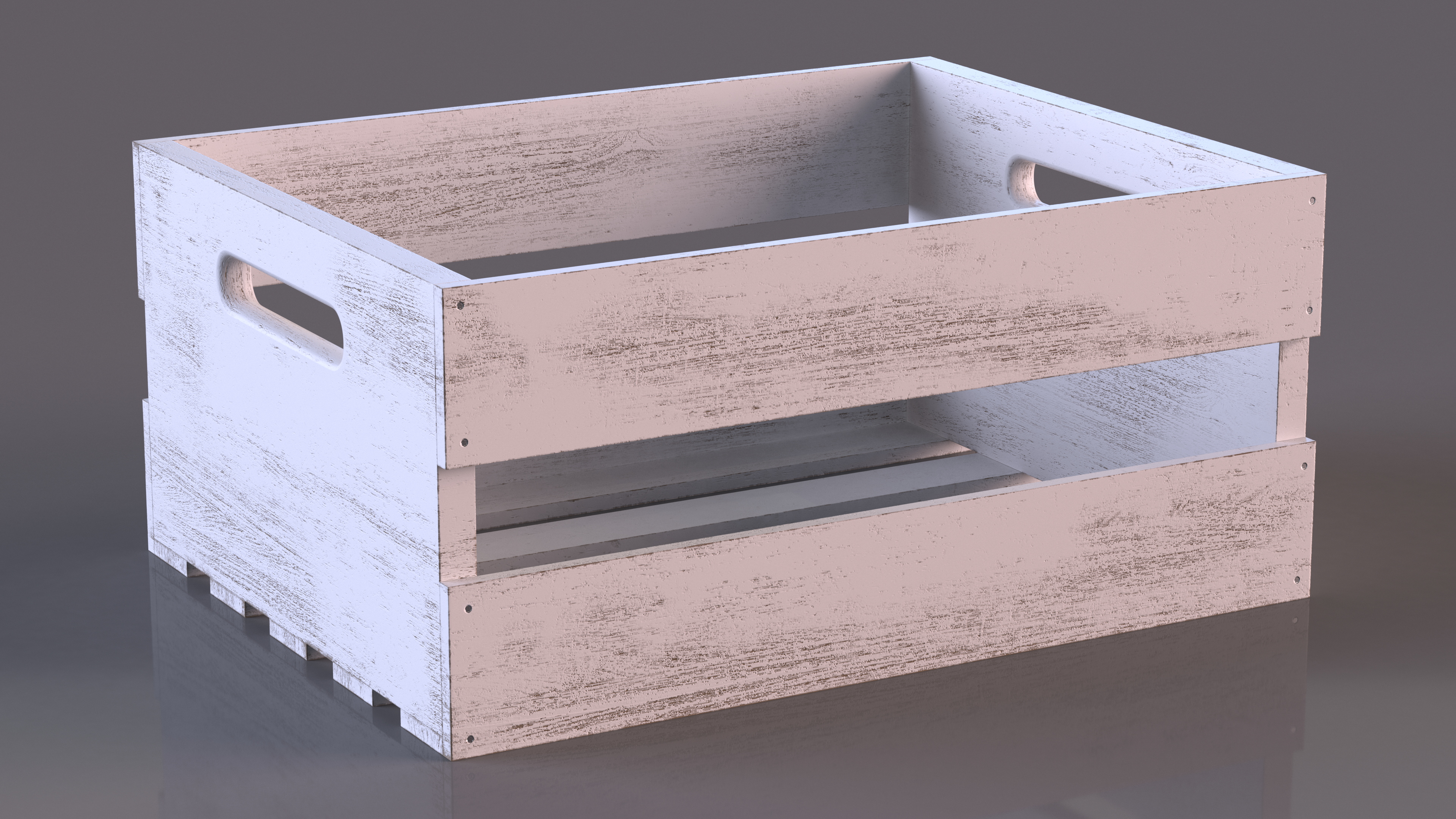 White Wooden Small Low Fruit Box 3D