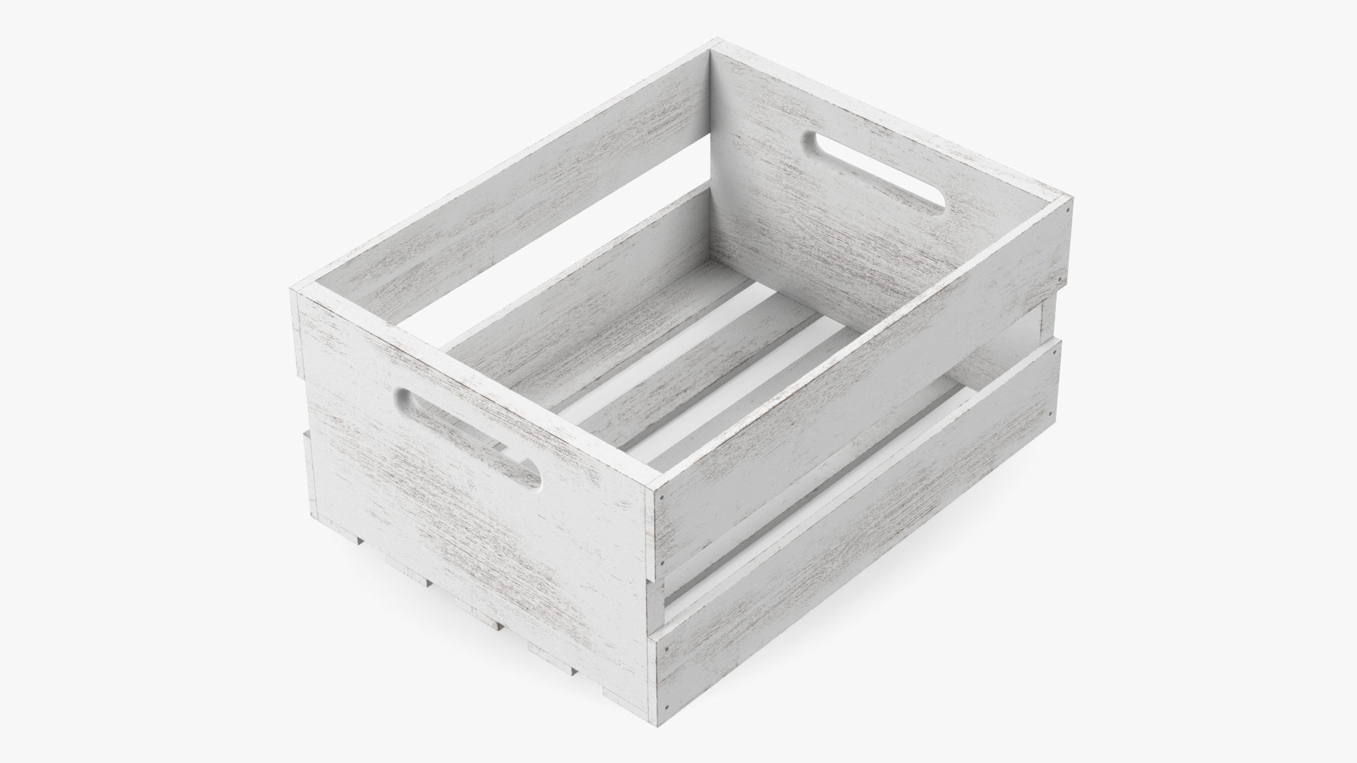 White Wooden Small Low Fruit Box 3D