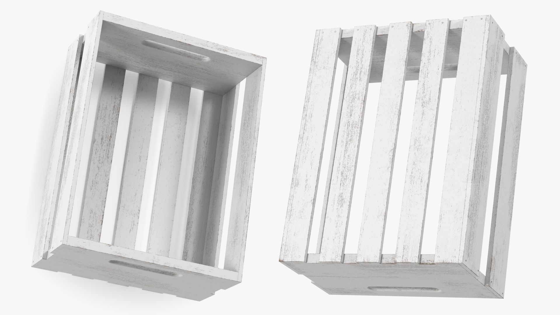 White Wooden Small Low Fruit Box 3D