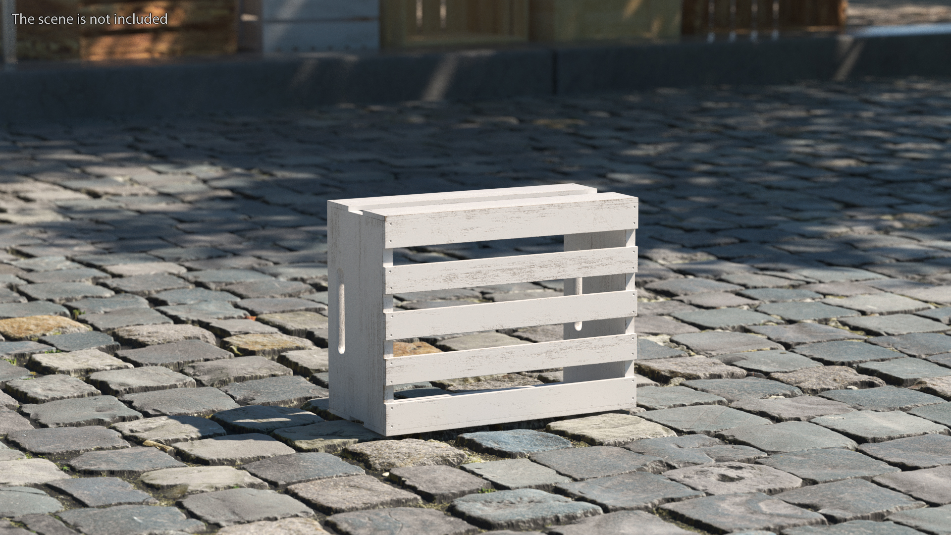 White Wooden Small Low Fruit Box 3D