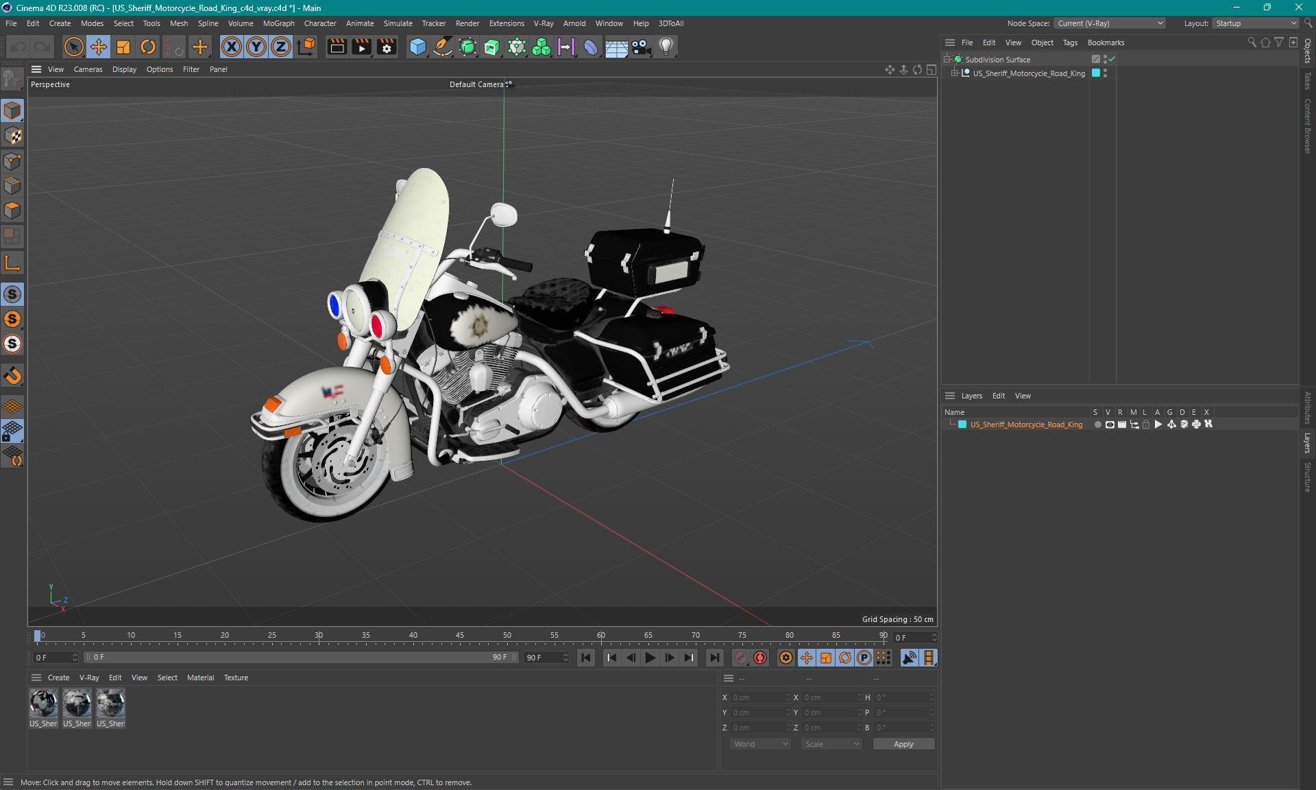 3D US Sheriff Motorcycle Road King