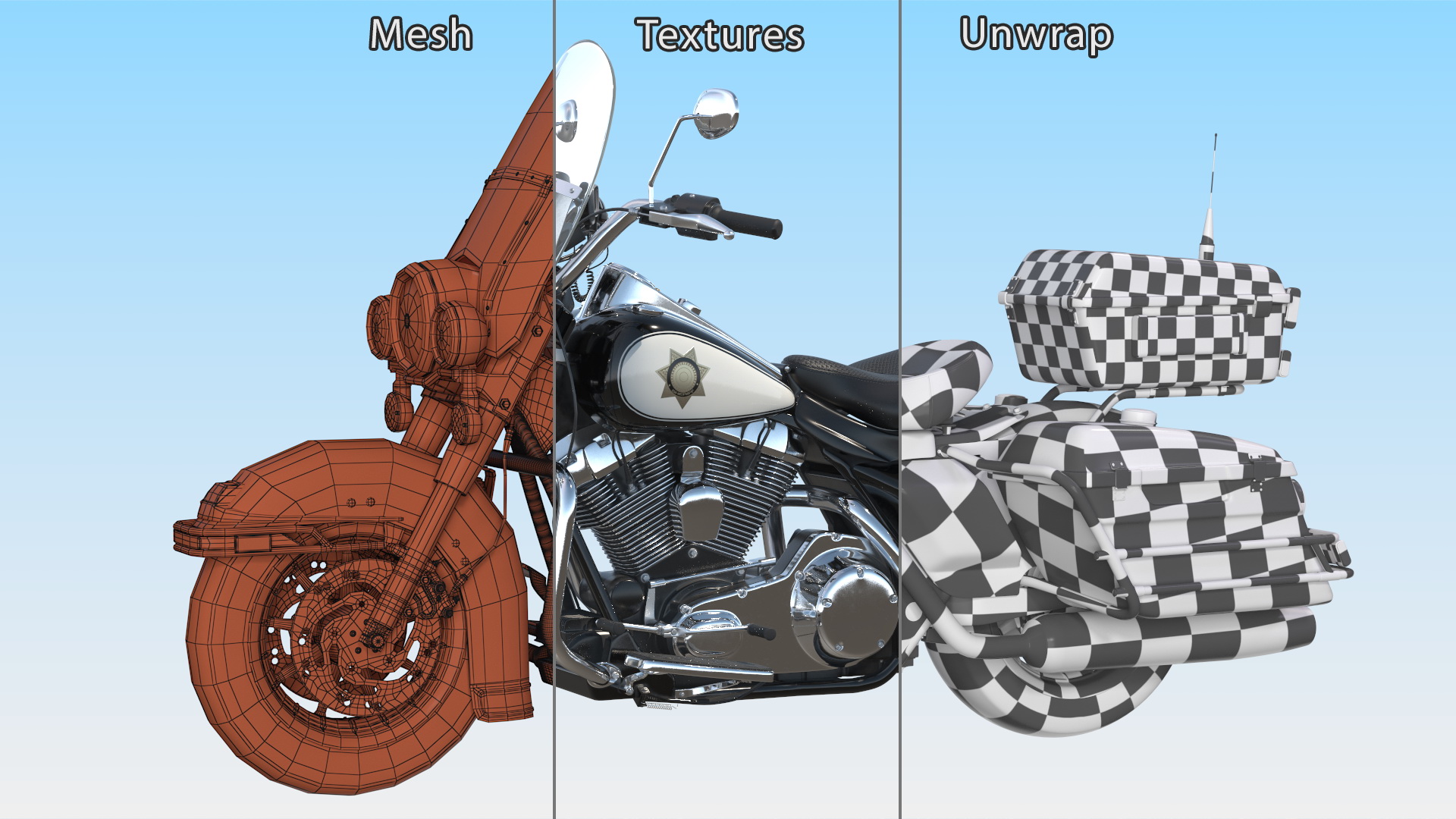 3D US Sheriff Motorcycle Road King