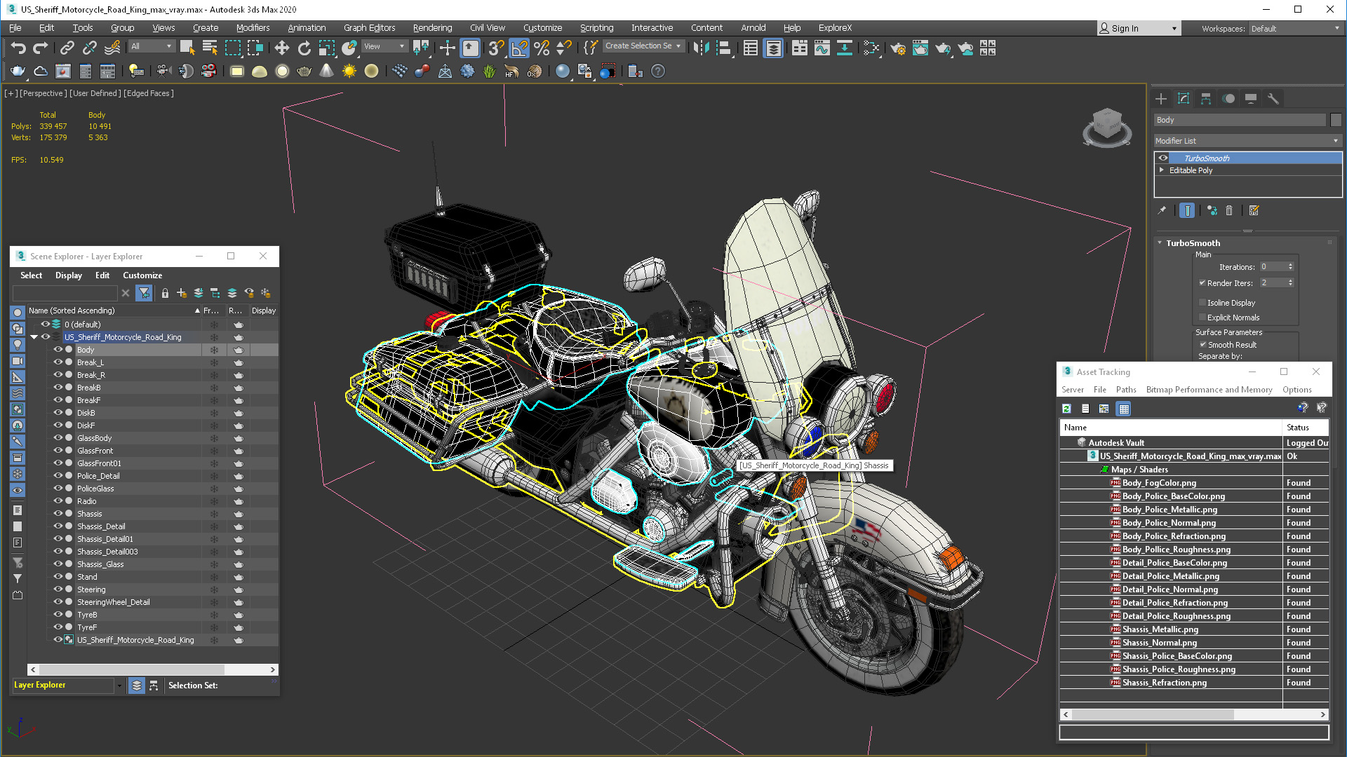 3D US Sheriff Motorcycle Road King