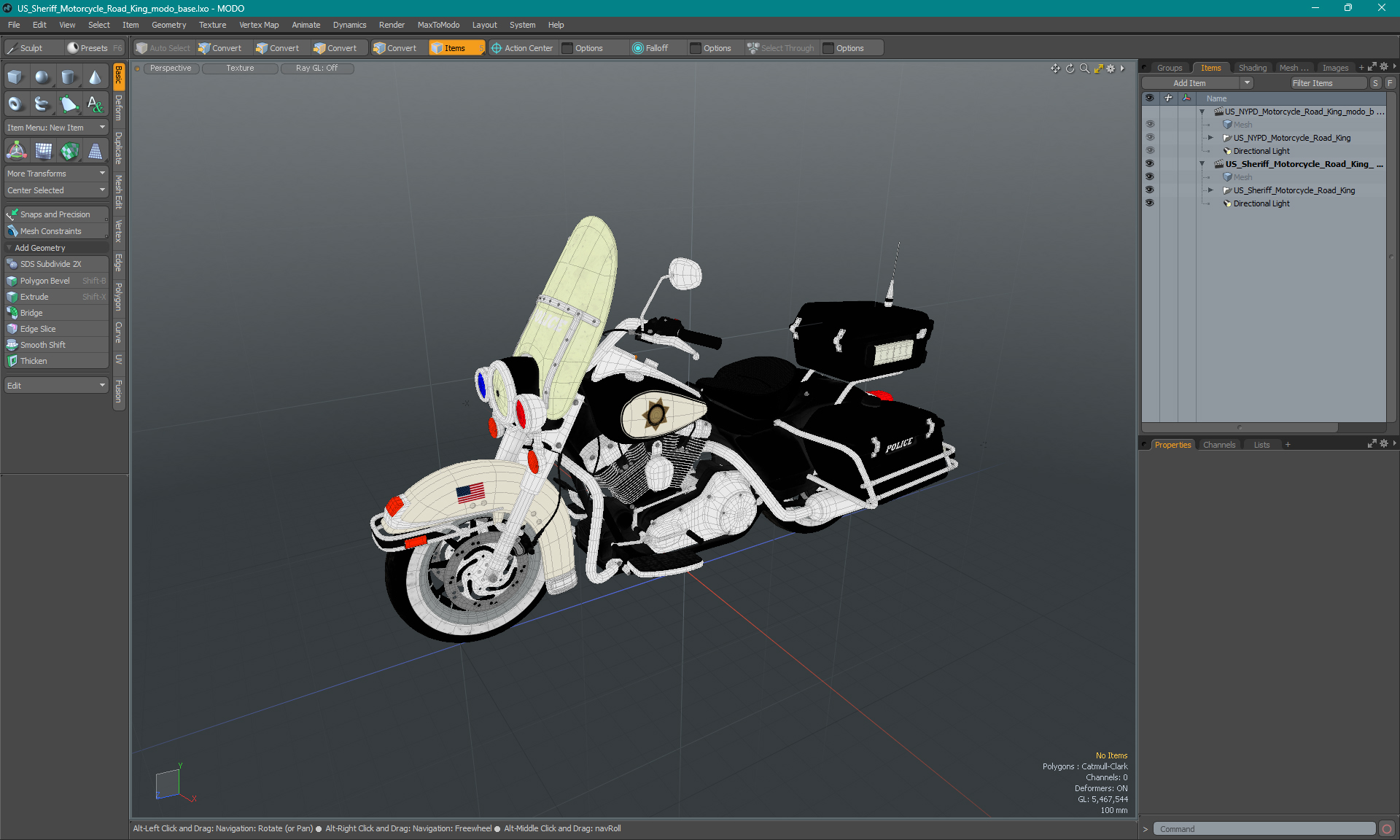 3D US Sheriff Motorcycle Road King