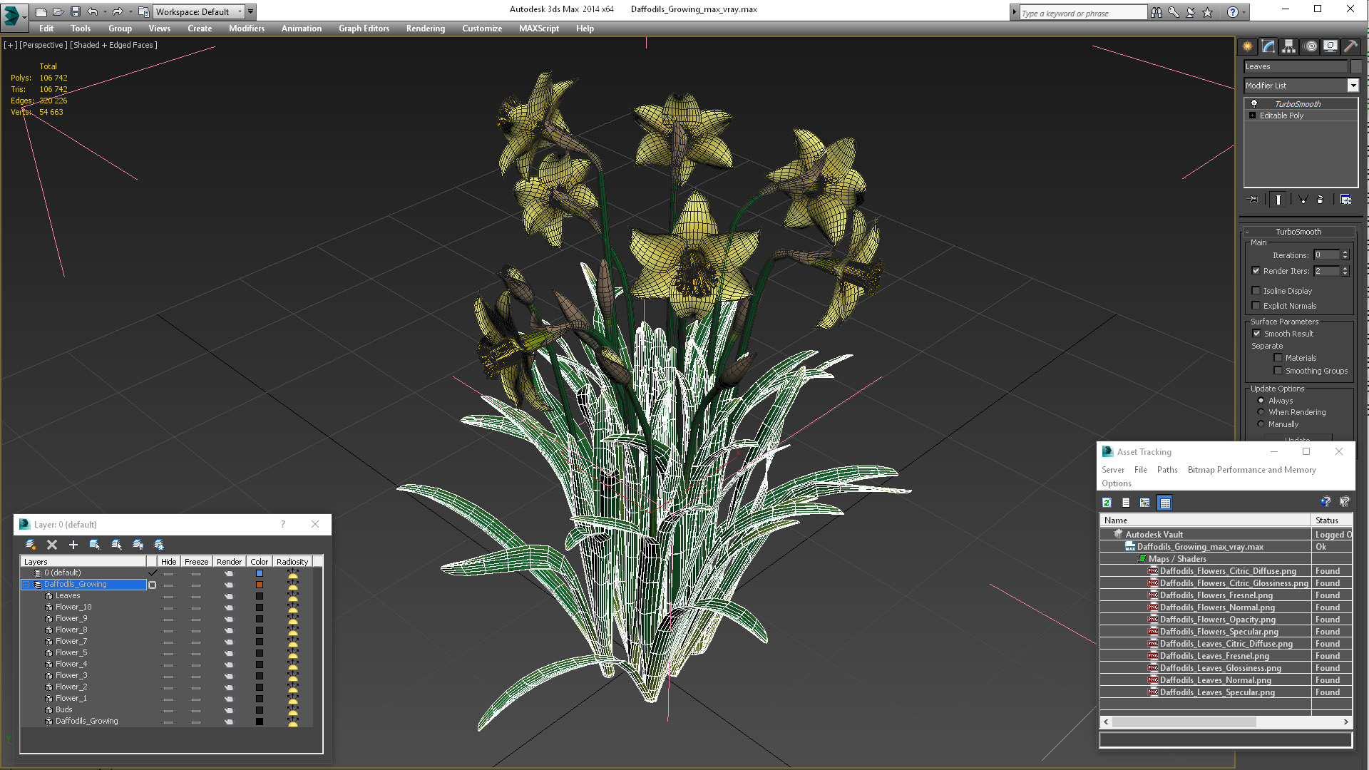 Daffodils Growing 3D