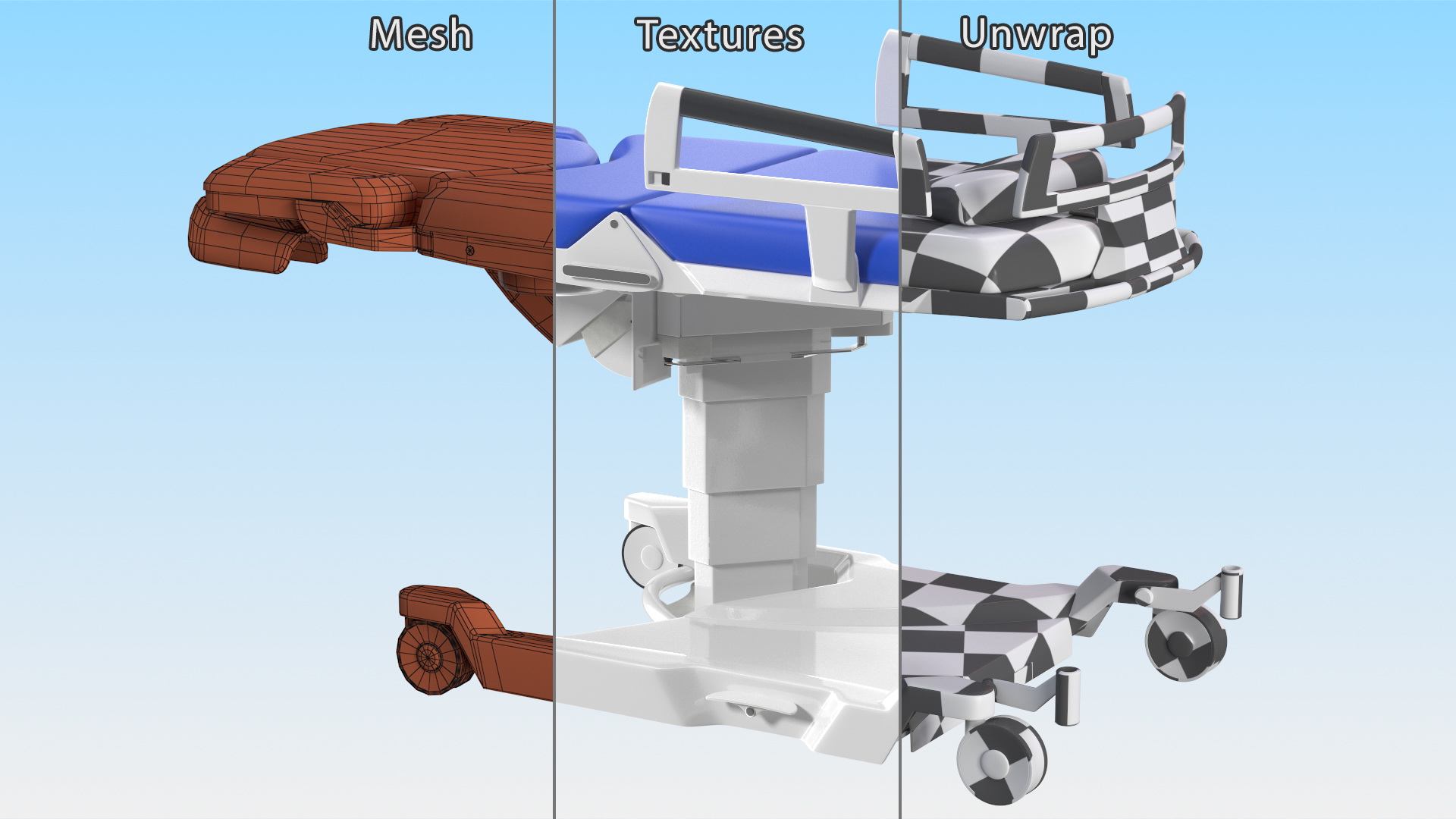 3D Blue Bed for Birth model