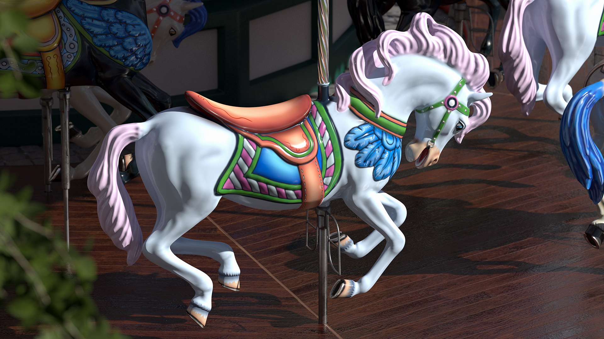 Amusment Park Carousel Rigged 3D model