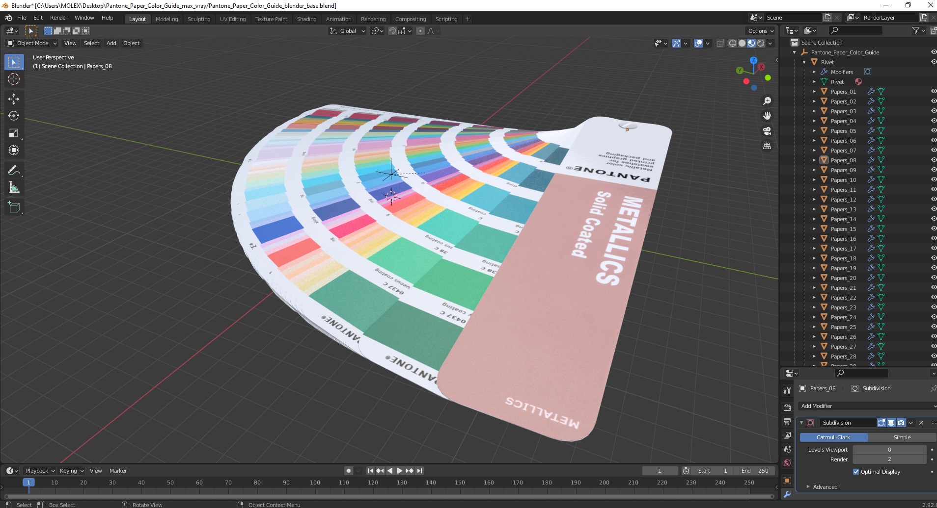 3D model Pantone Paper Color Guide