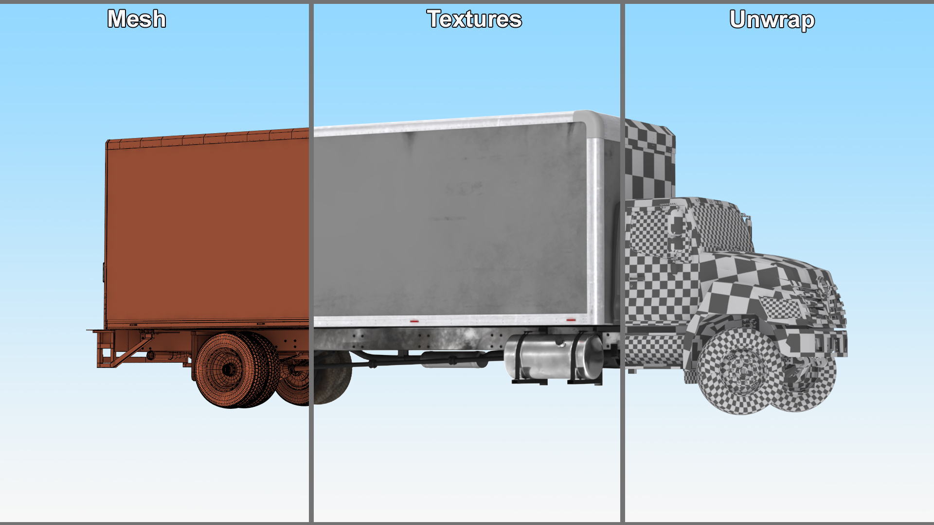 3D Cargo Box Truck Rigged for Maya