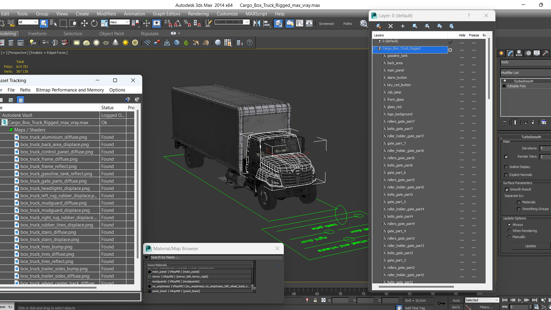 3D Cargo Box Truck Rigged for Maya