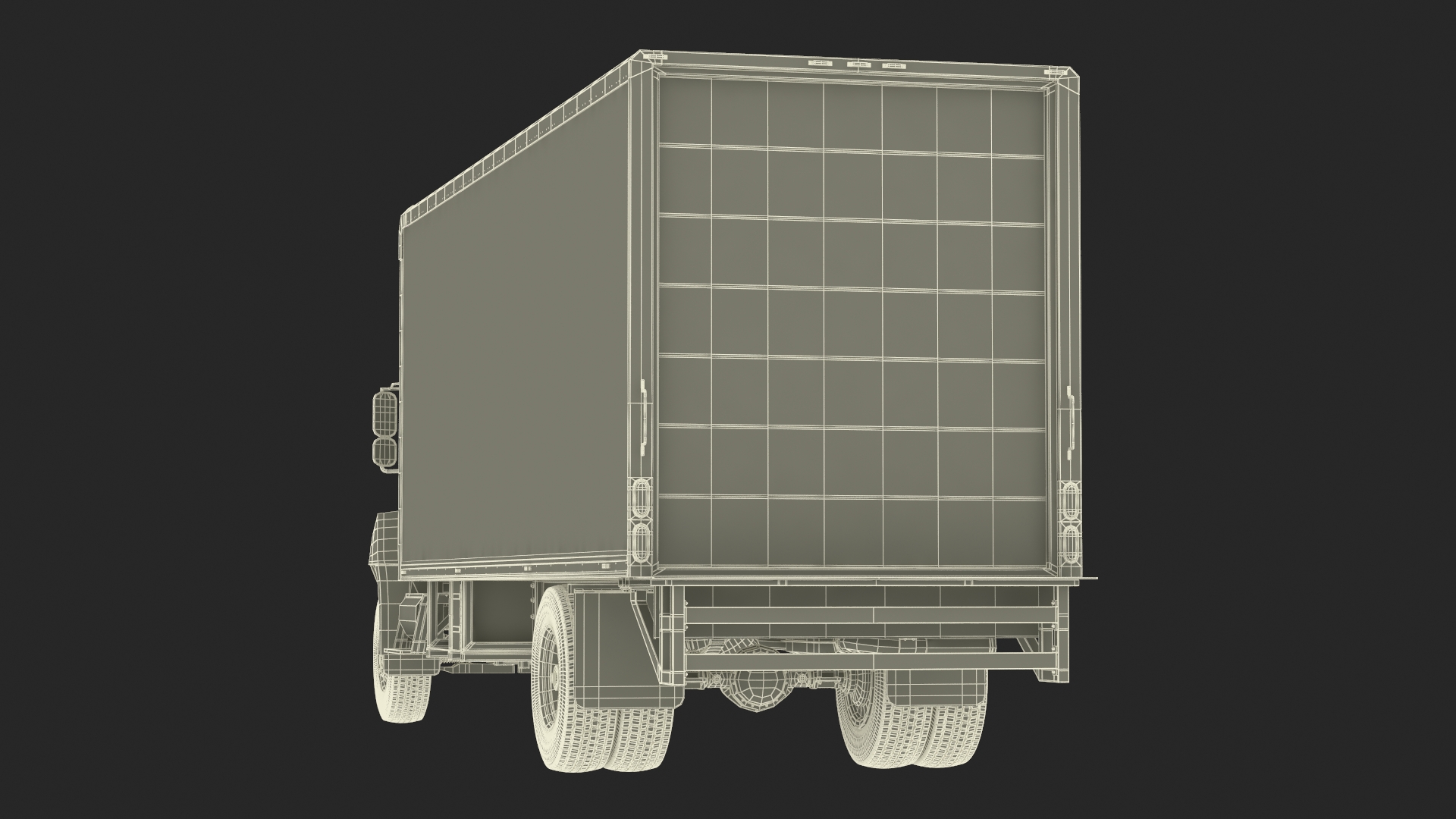 3D Cargo Box Truck Rigged for Maya