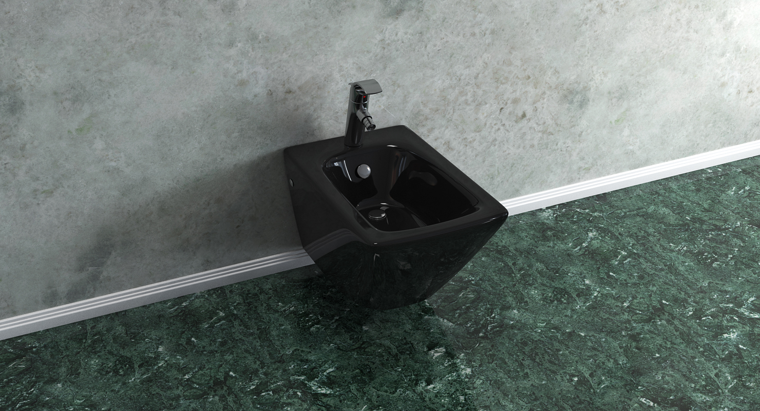 3D Back To Wall Modern Bidet Black