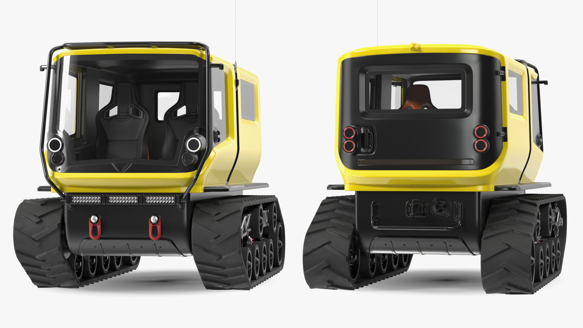 Arctica Vehicle Simple Interior Yellow Rigged for Cinema 4D 3D model