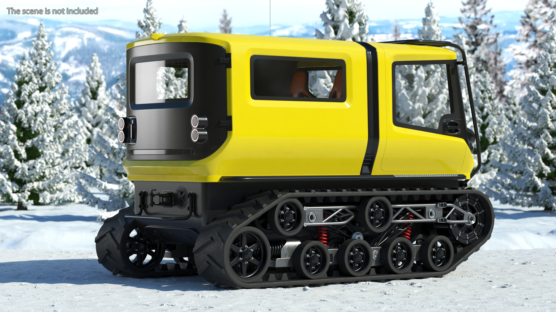 Arctica Vehicle Simple Interior Yellow Rigged for Cinema 4D 3D model