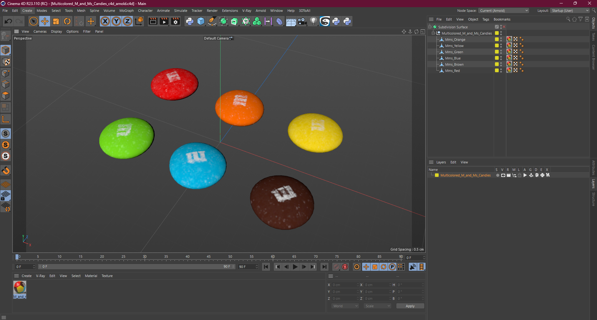 Multicolored M and Ms Candies 3D model