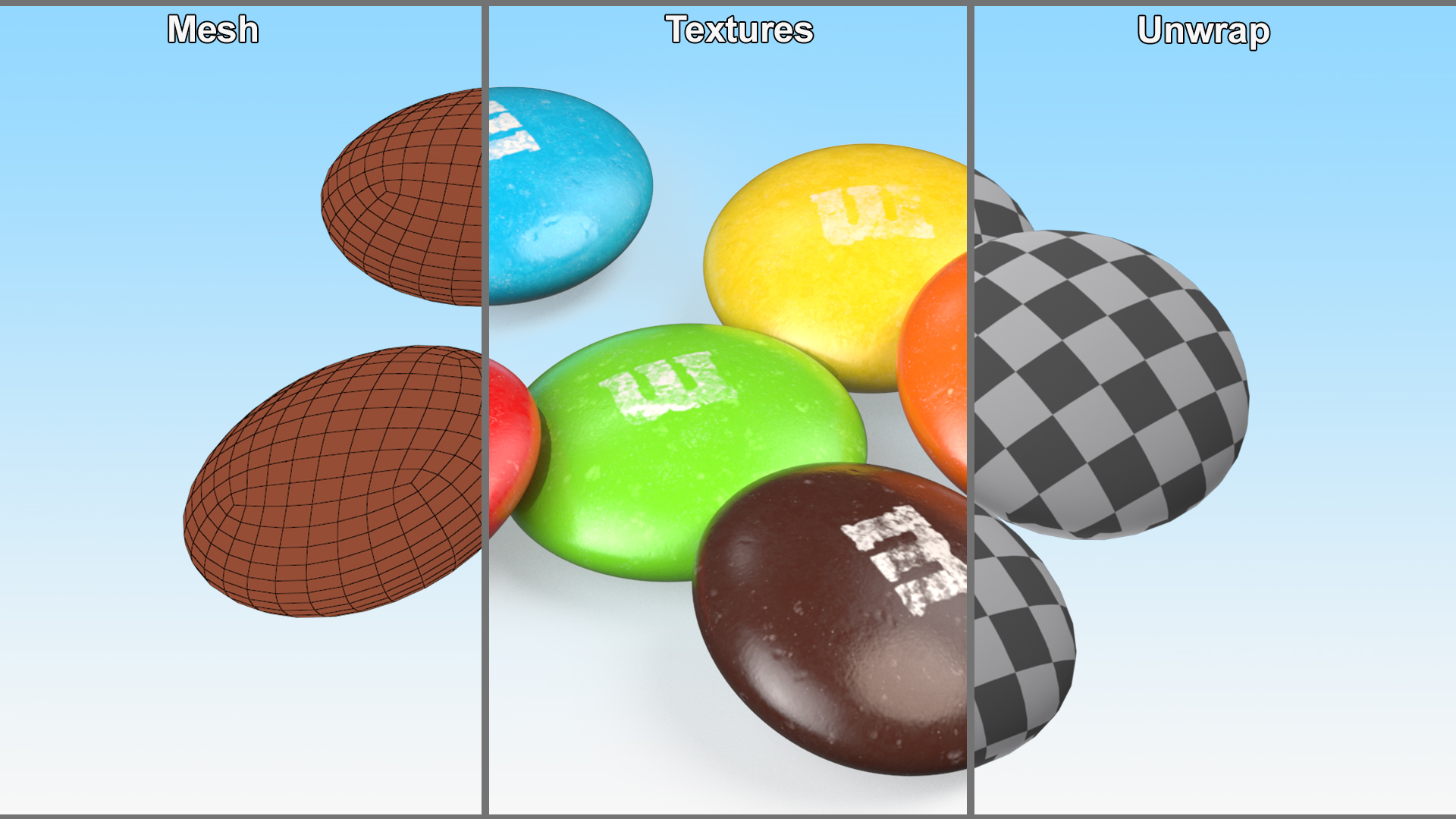 Multicolored M and Ms Candies 3D model