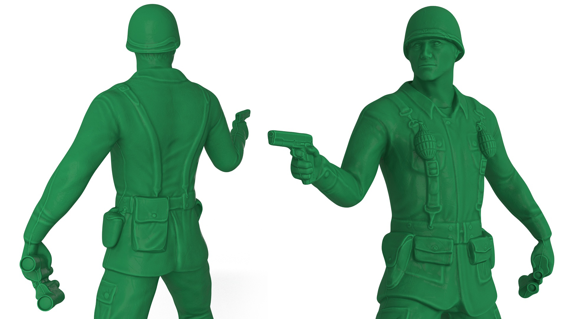 3D Green Plastic Toy Soldier Binoculars Pistol model