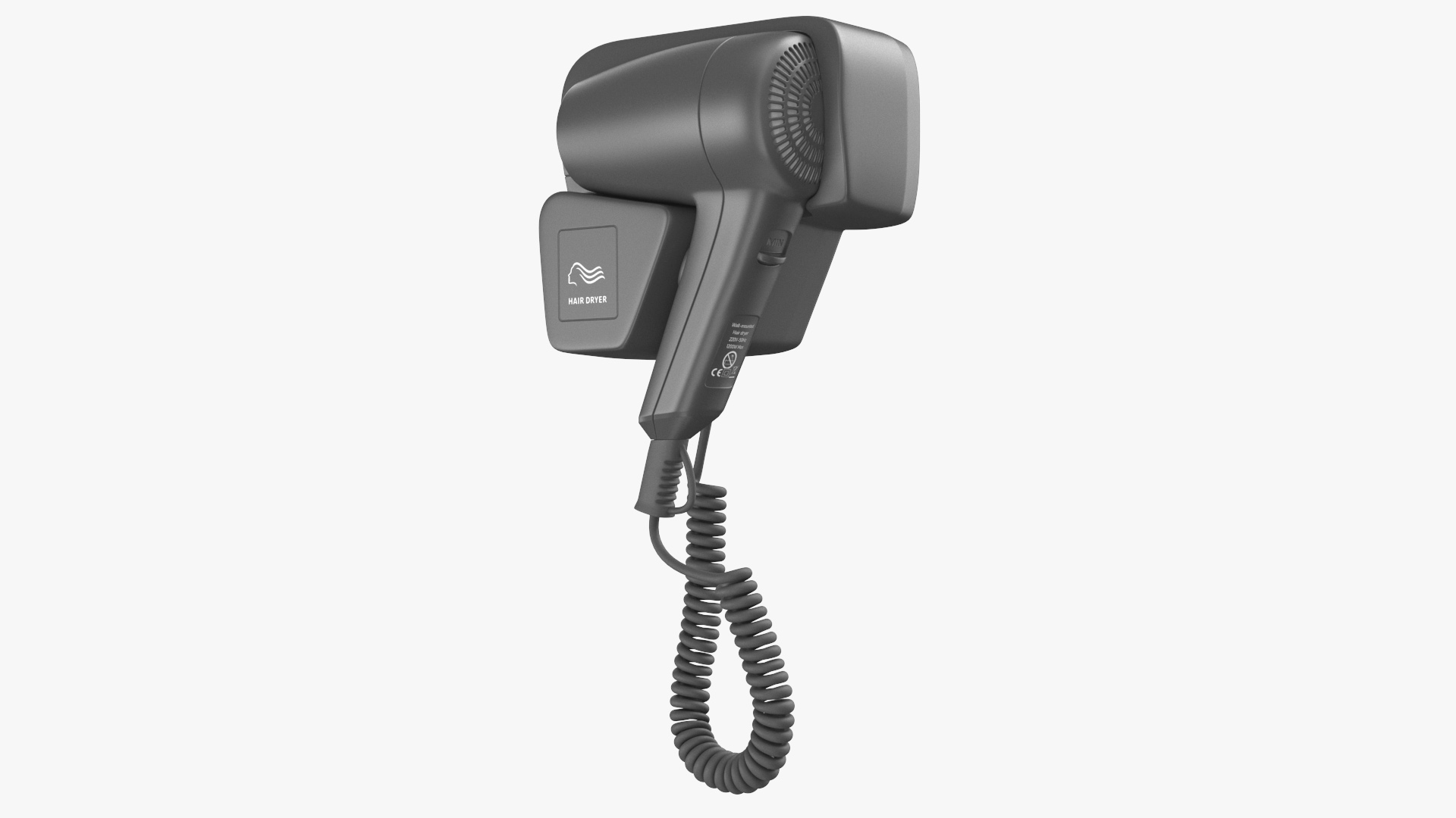 Black Wall Mounted Hair Dryer 3D model