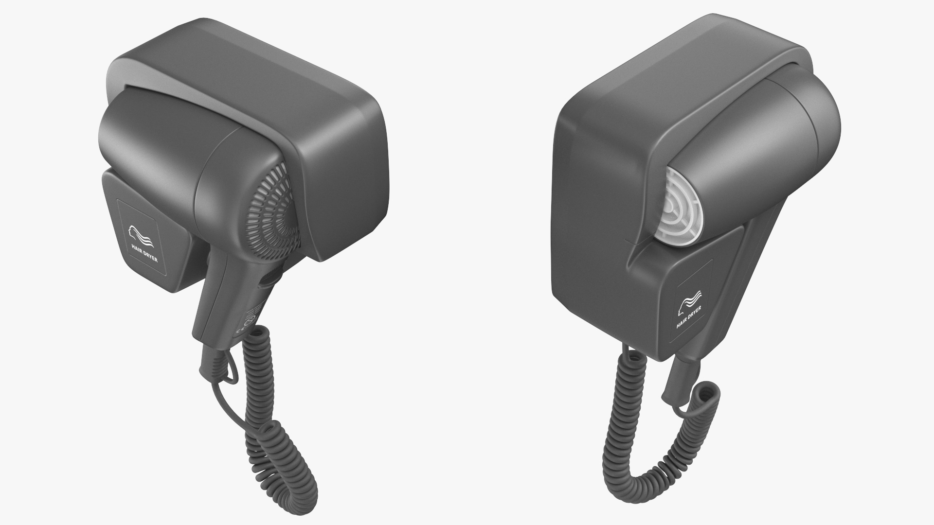 Black Wall Mounted Hair Dryer 3D model