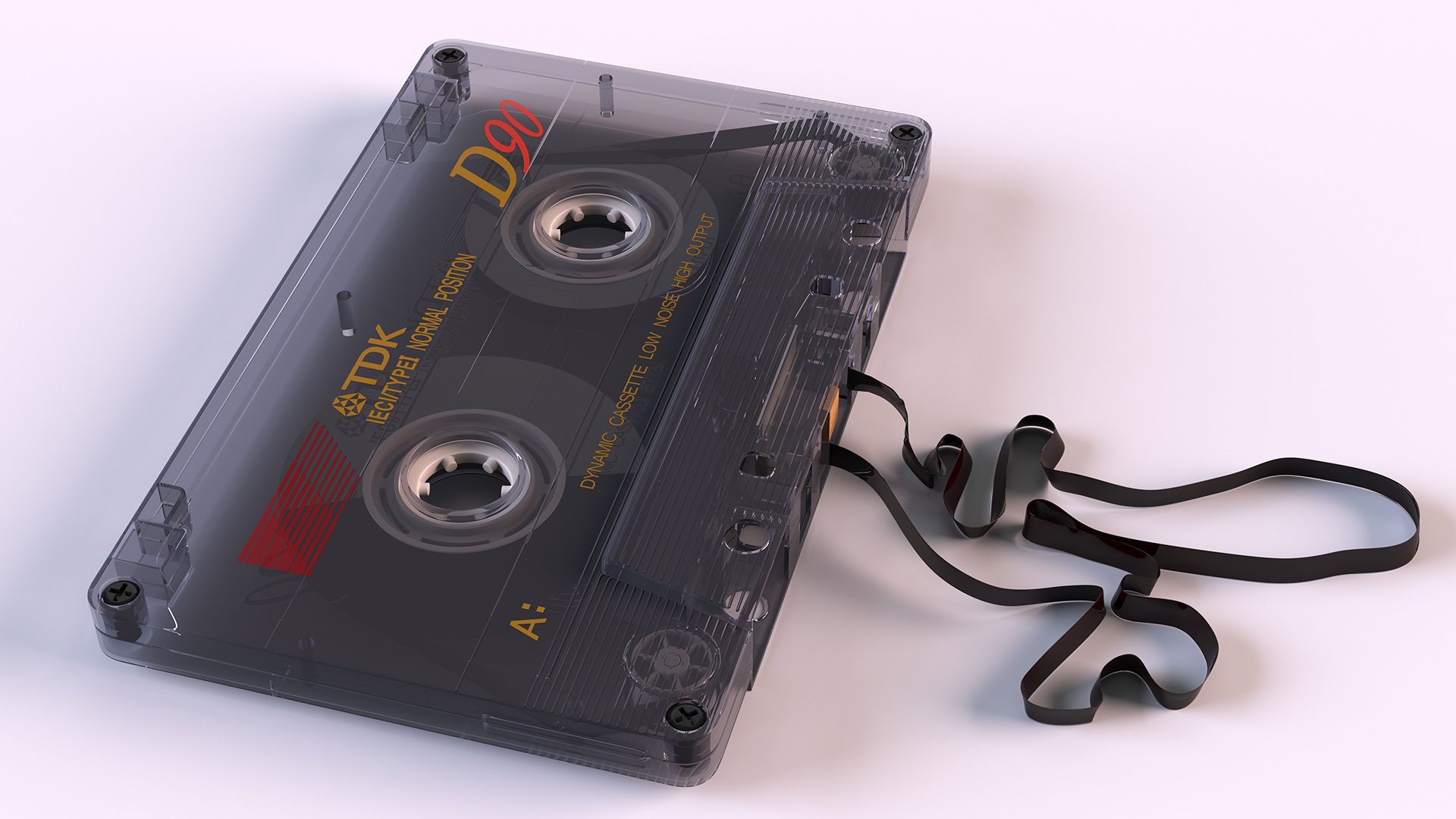 3D Old Audio Cassette with Unwound Film