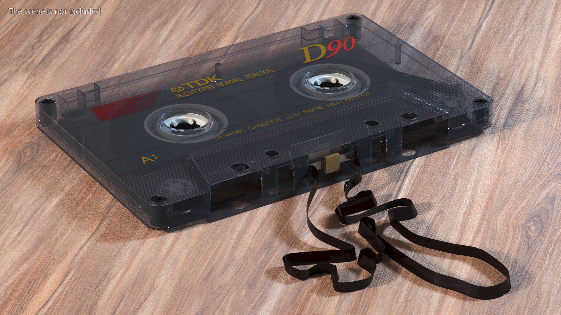 3D Old Audio Cassette with Unwound Film