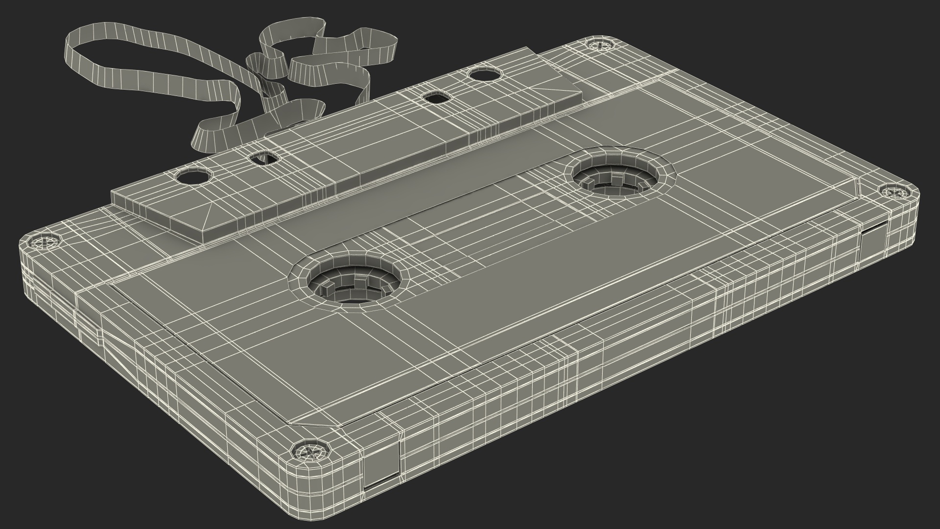 3D Old Audio Cassette with Unwound Film