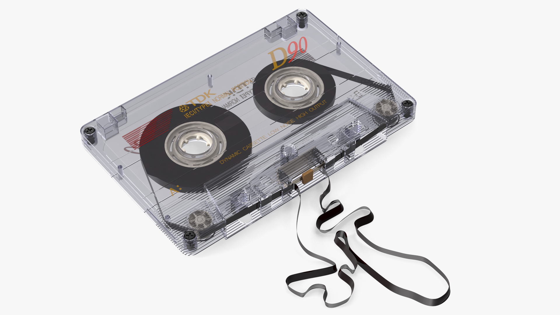 3D Old Audio Cassette with Unwound Film