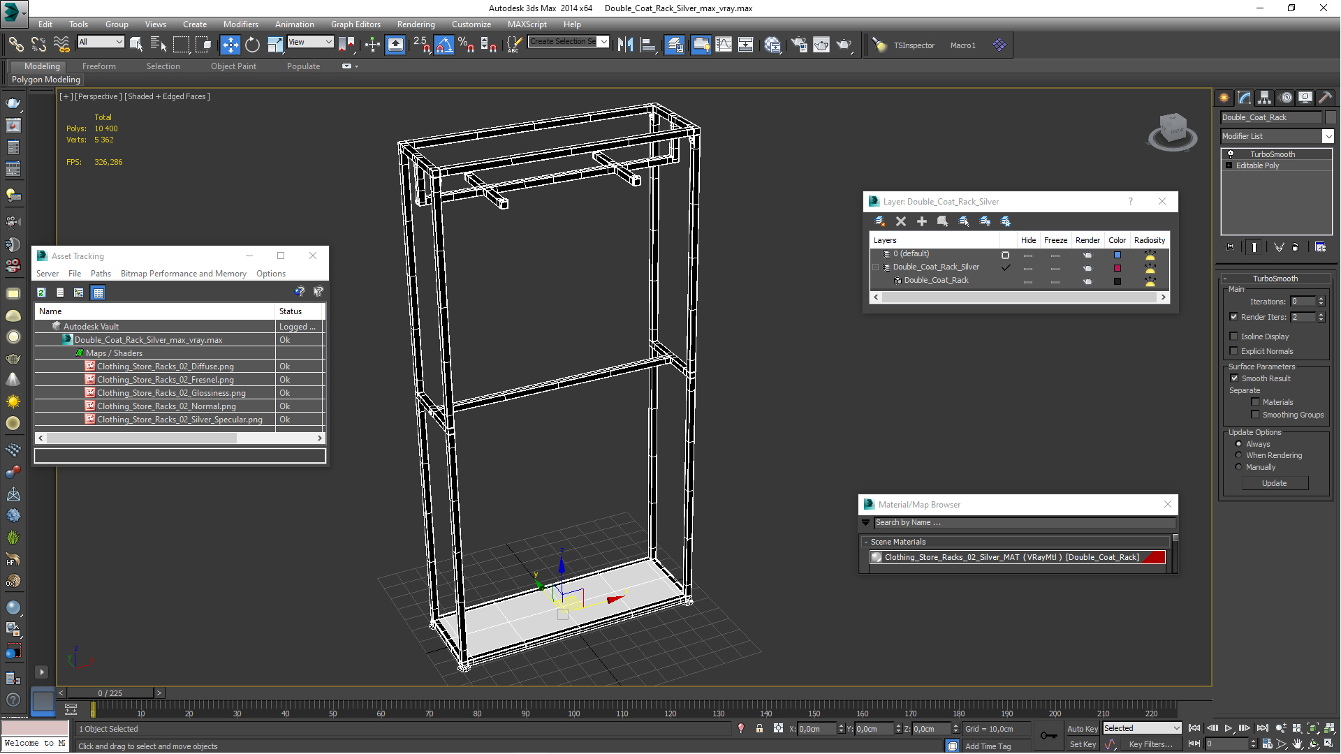 3D Double Coat Rack Silver model