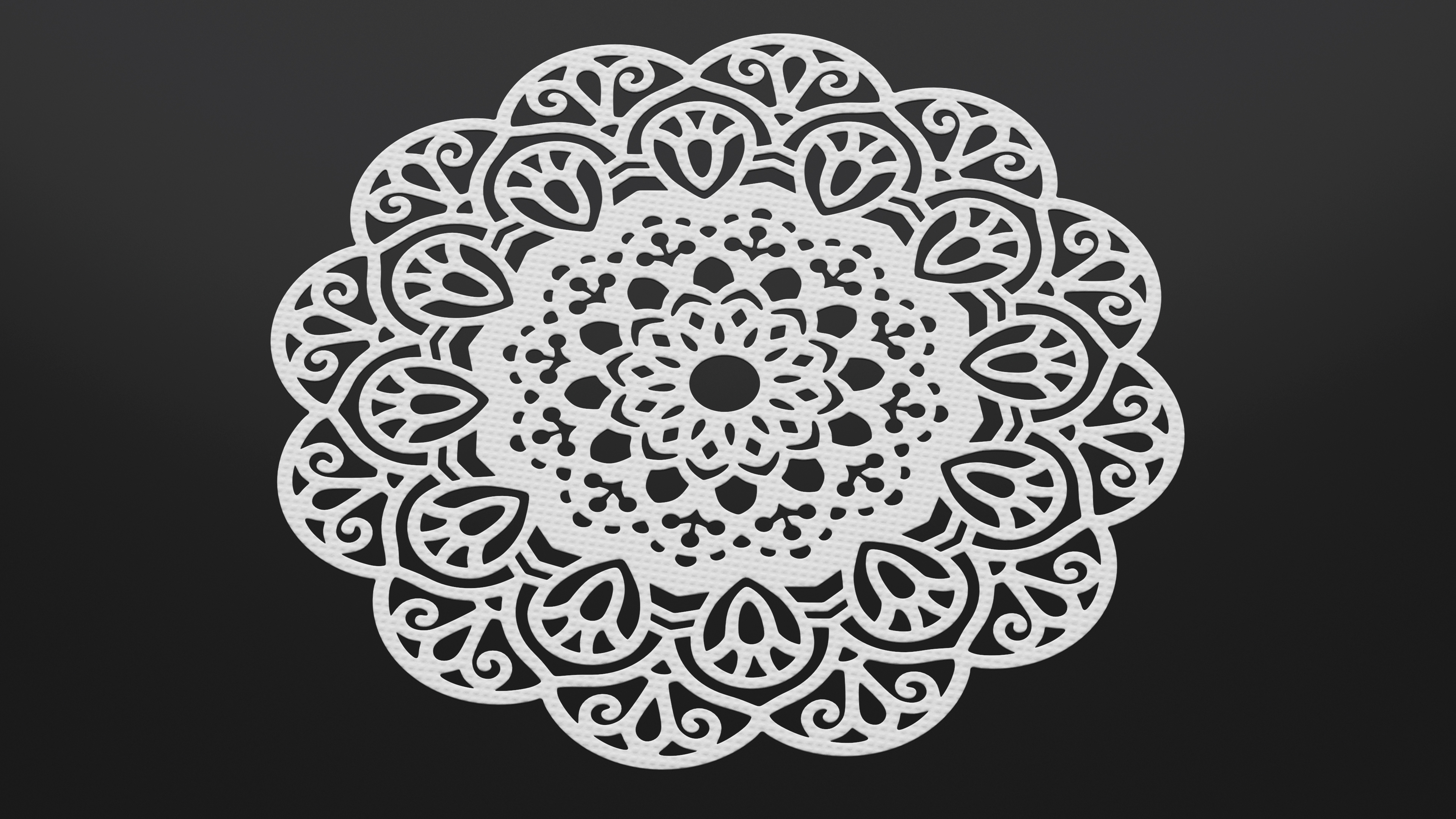 3D model Round Disposable Lace Paper Doilie White