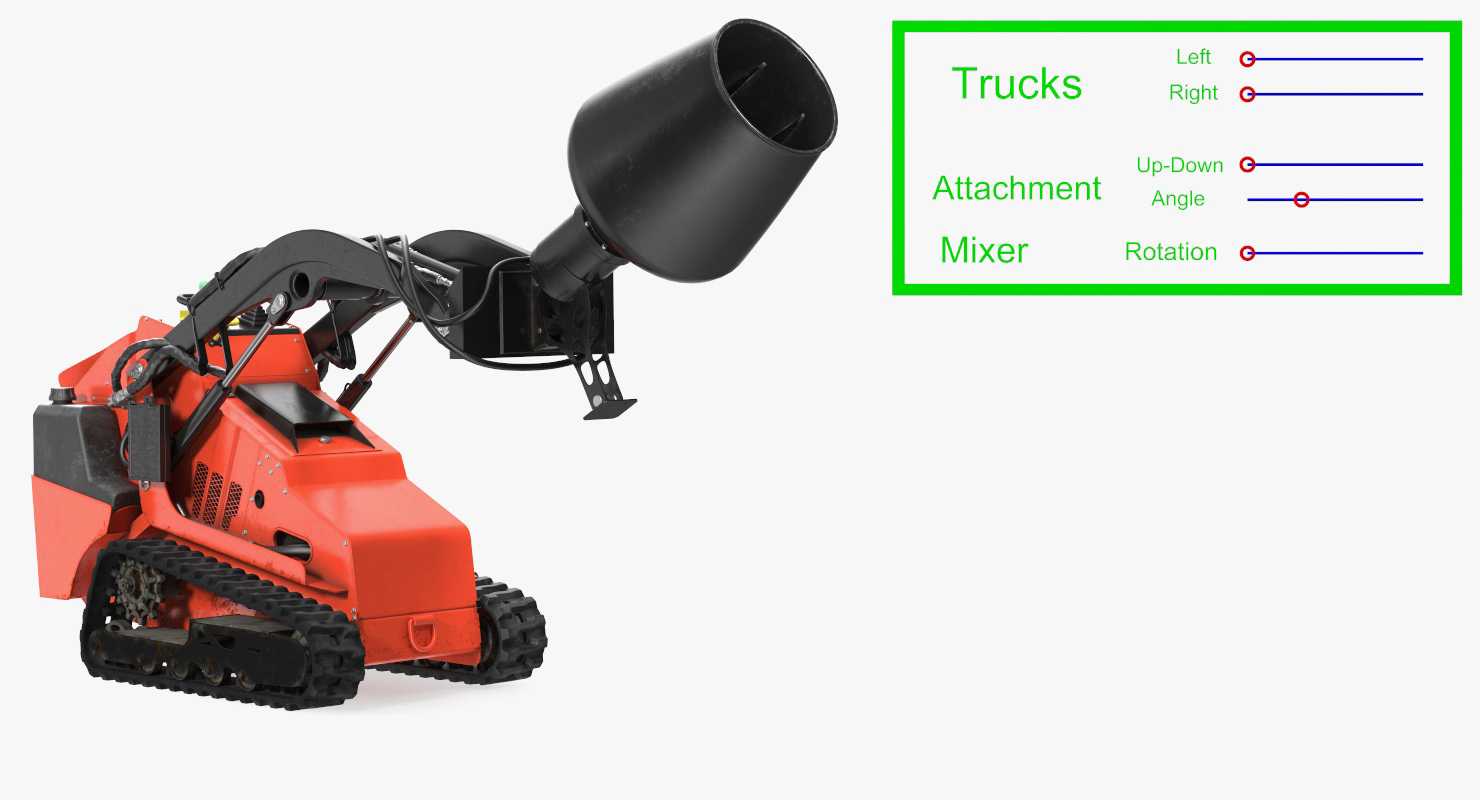 3D model Mini Skid Steer Loader Mixer Rigged