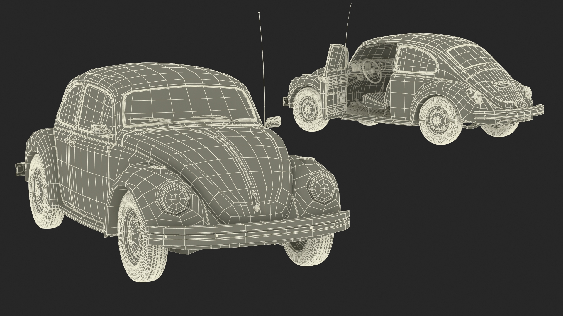 3D Iconic Volkswagen Beetle Rigged