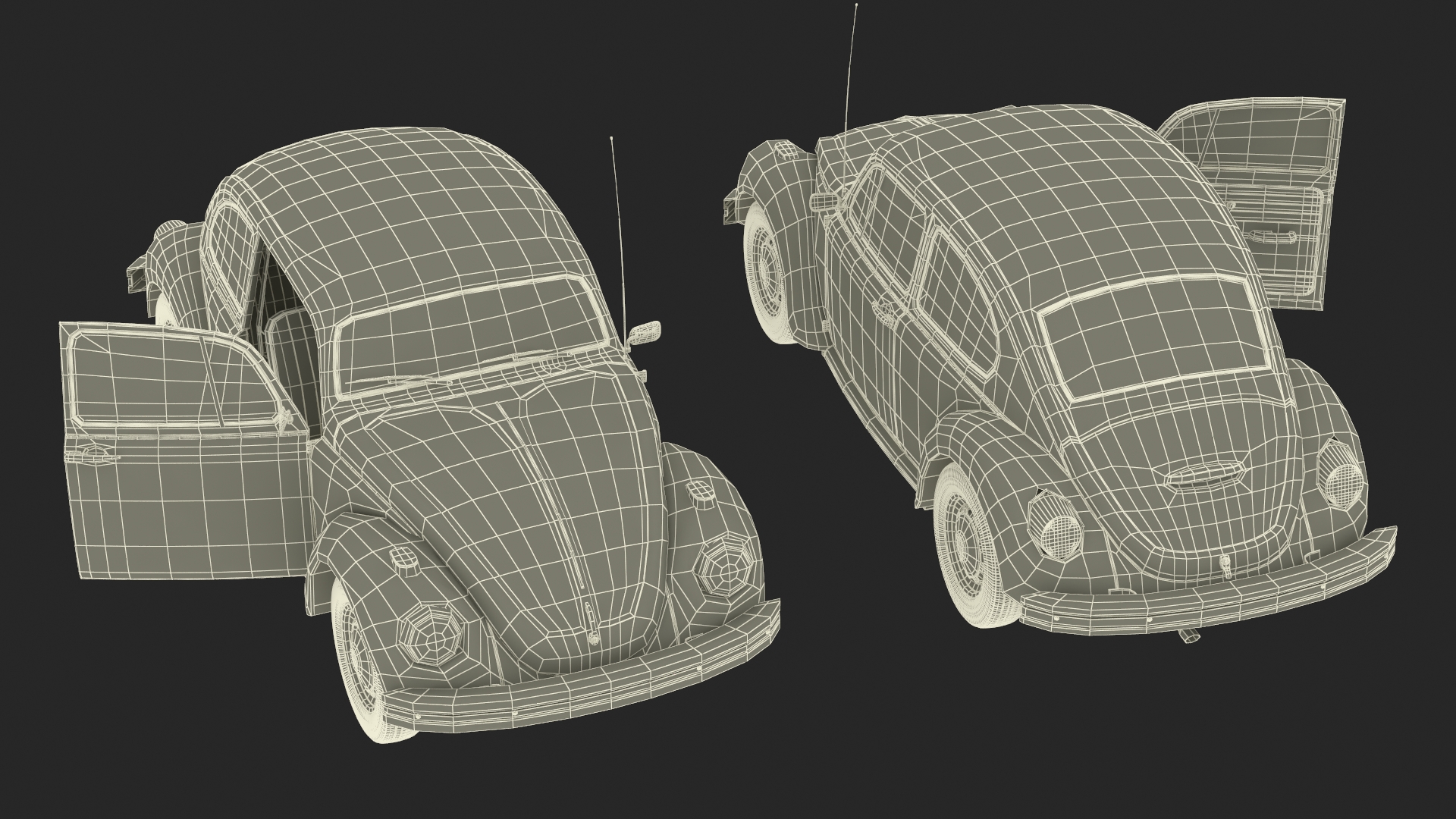 3D Iconic Volkswagen Beetle Rigged