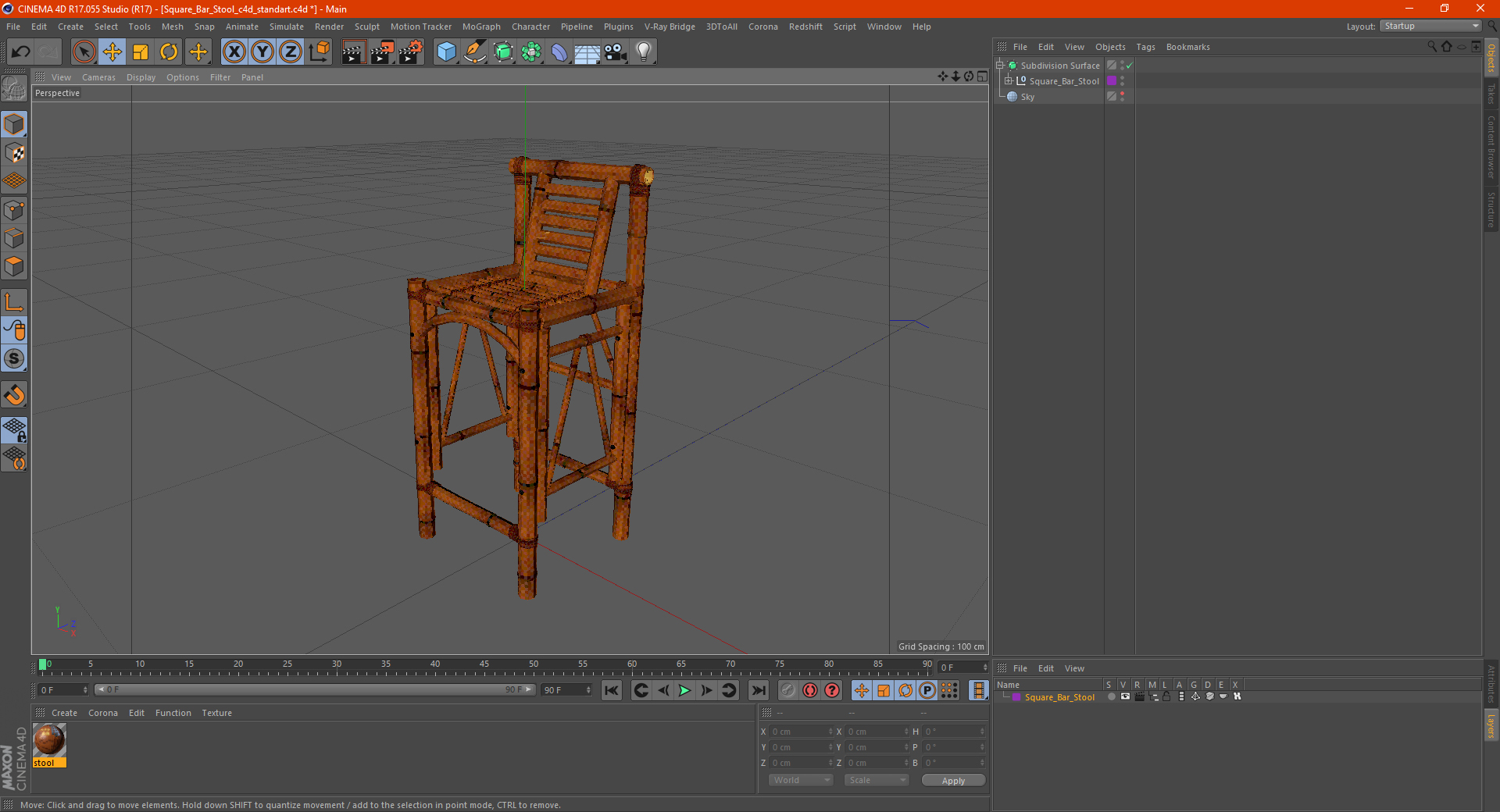 3D Square Bar Stool