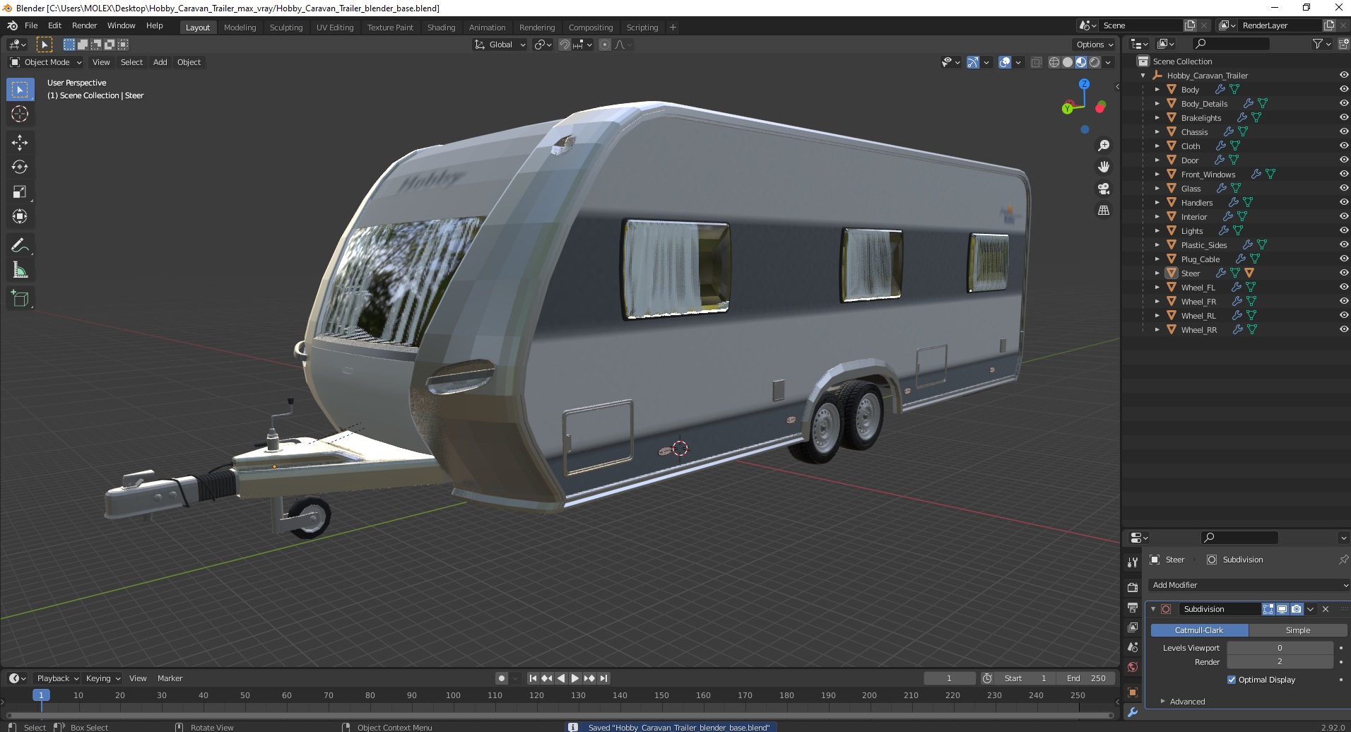 3D Hobby Caravan Trailer