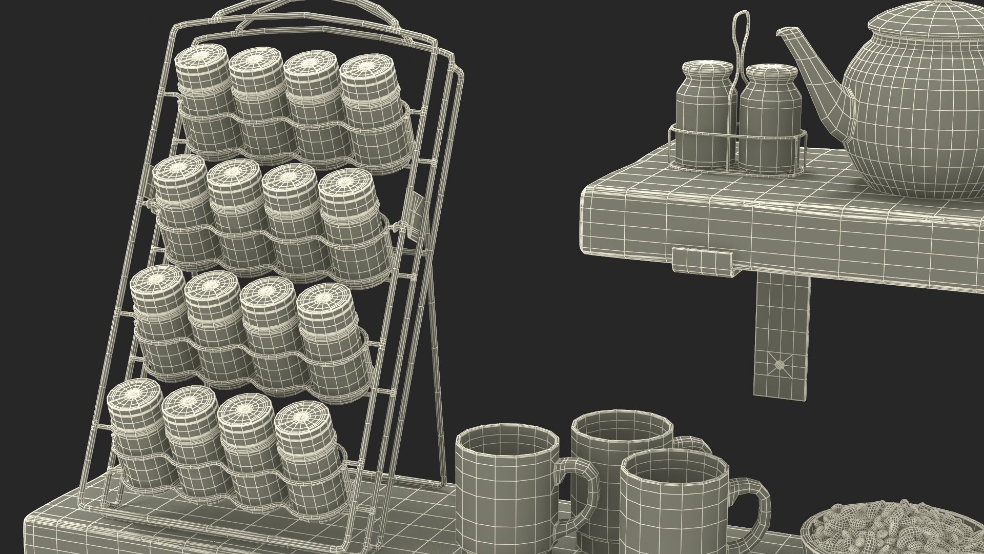 3D model Kitchen Shelf with Spice Rack and Kitchenware