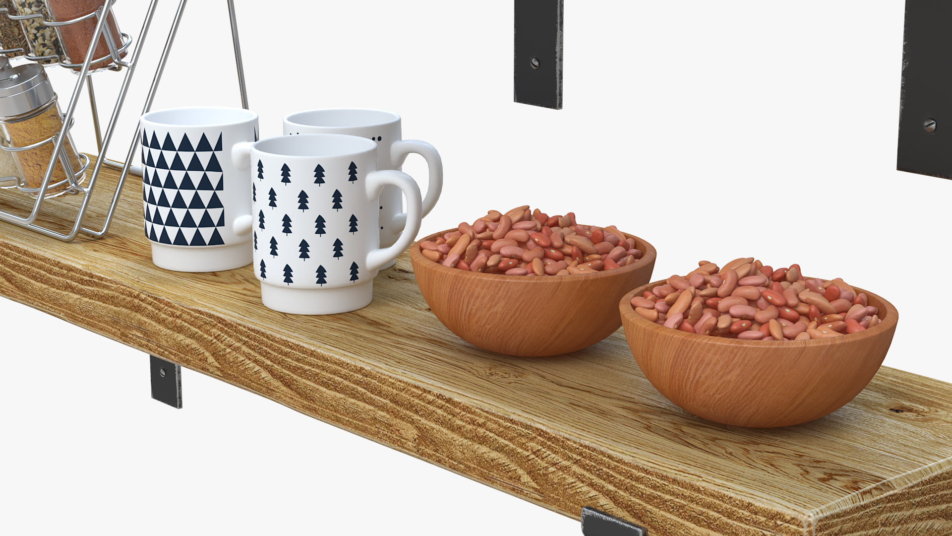 3D model Kitchen Shelf with Spice Rack and Kitchenware