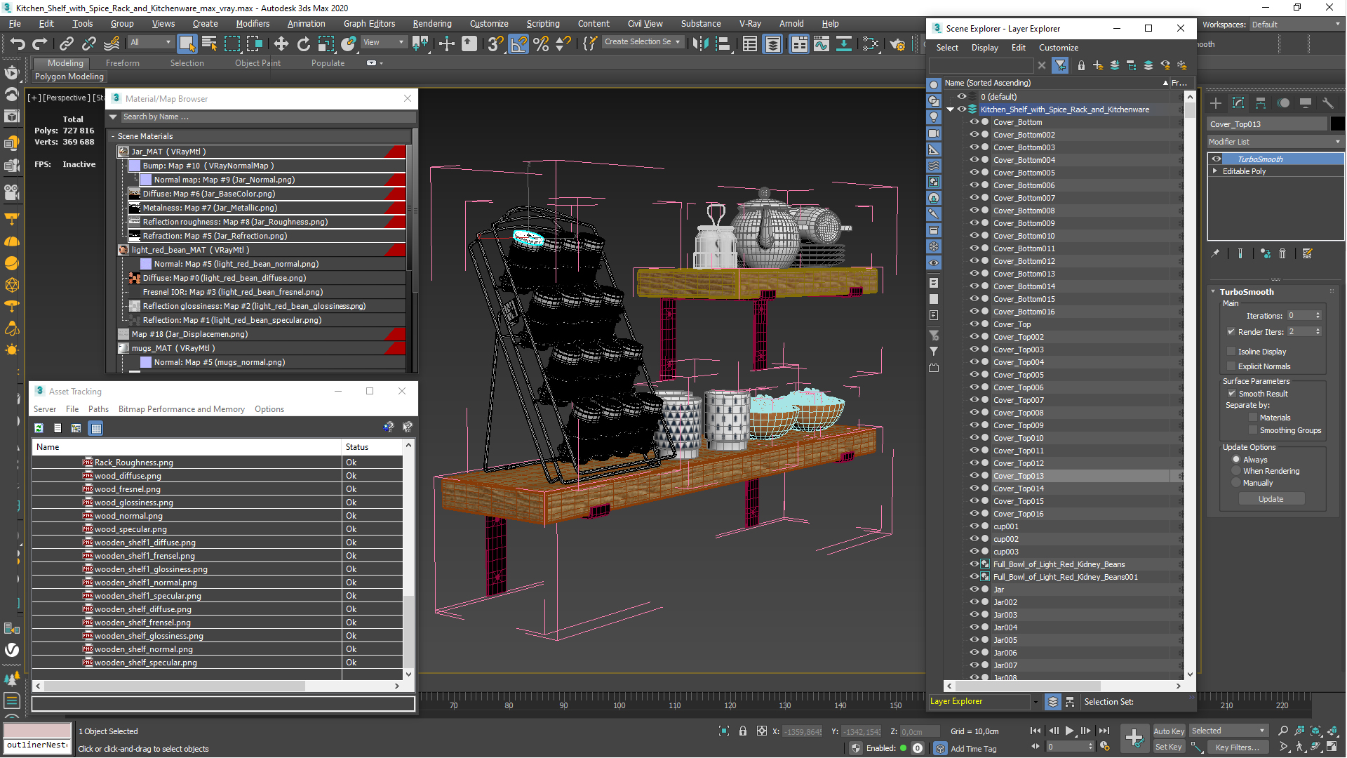 3D model Kitchen Shelf with Spice Rack and Kitchenware