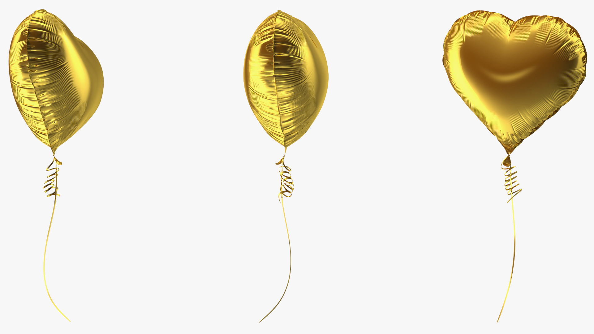 3D model Heart Shaped Foil Balloon Gold