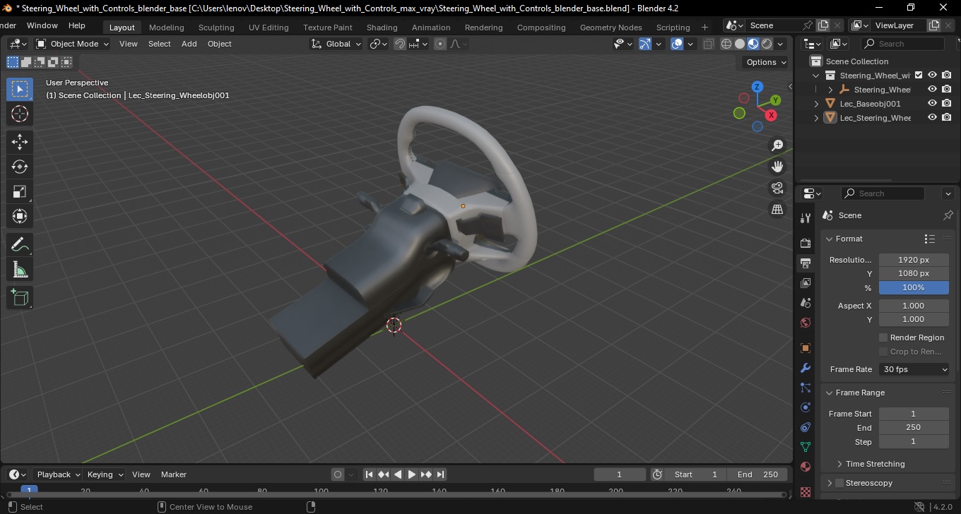 3D Steering Wheel with Controls model