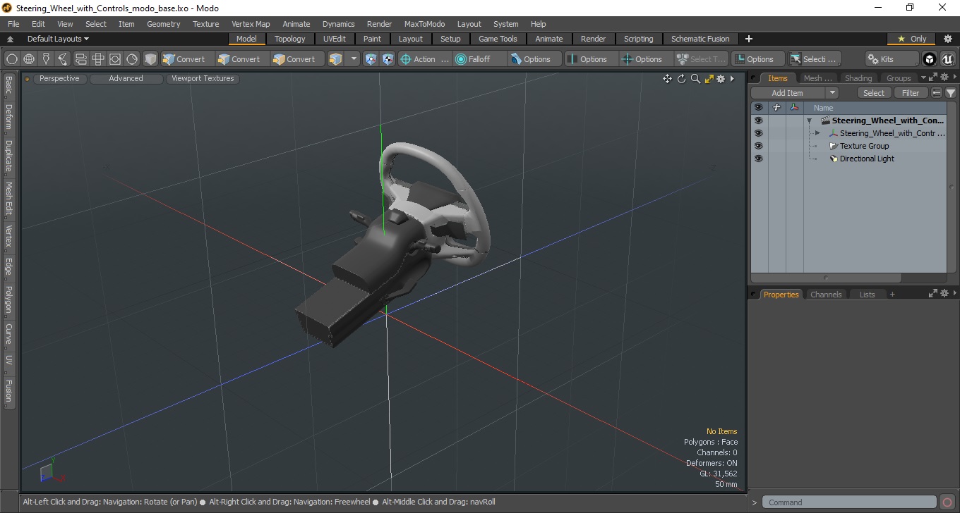 3D Steering Wheel with Controls model