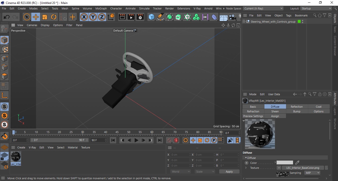 3D Steering Wheel with Controls model