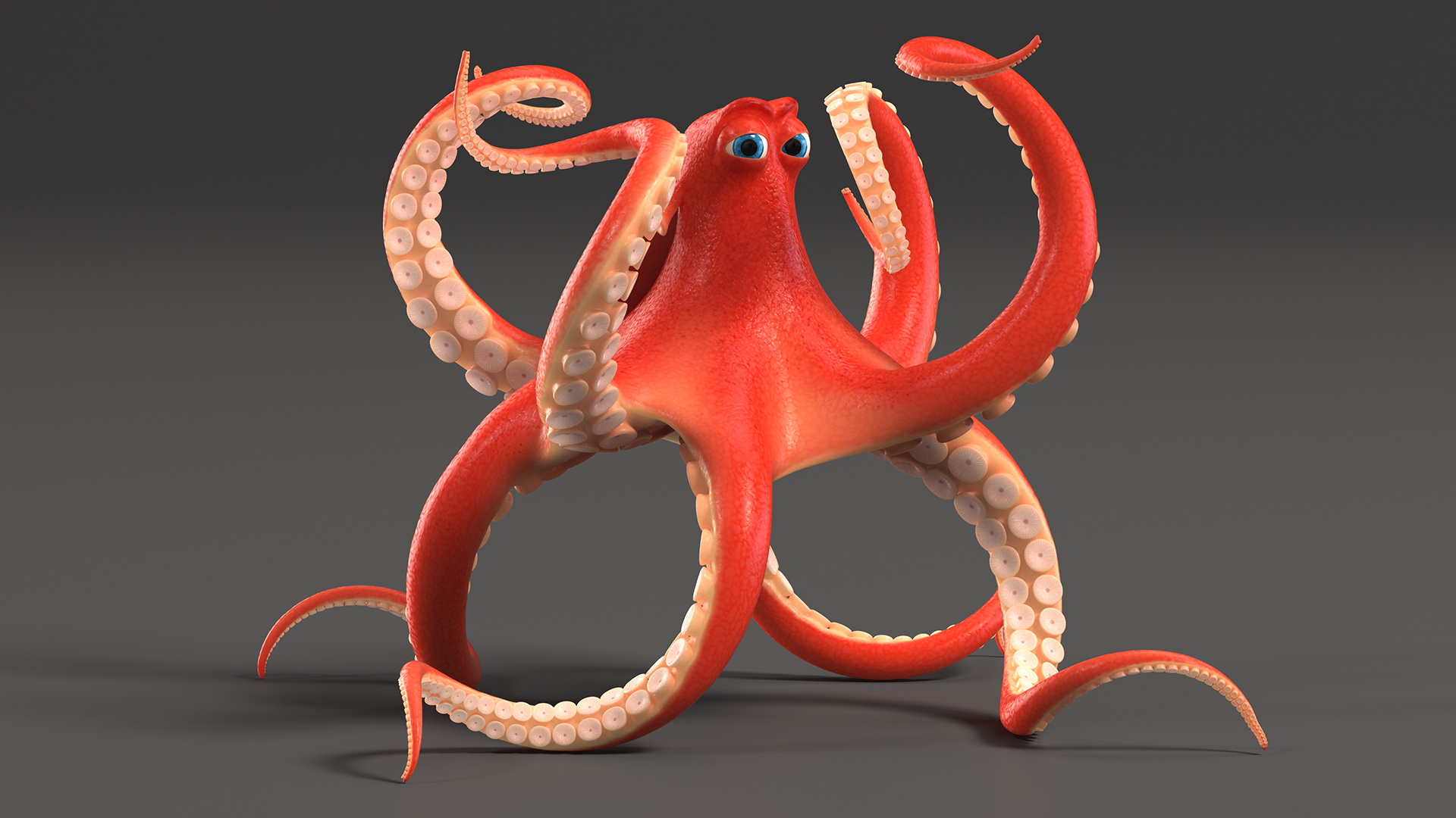 Cartoon Octopus Floating Pose 3D model