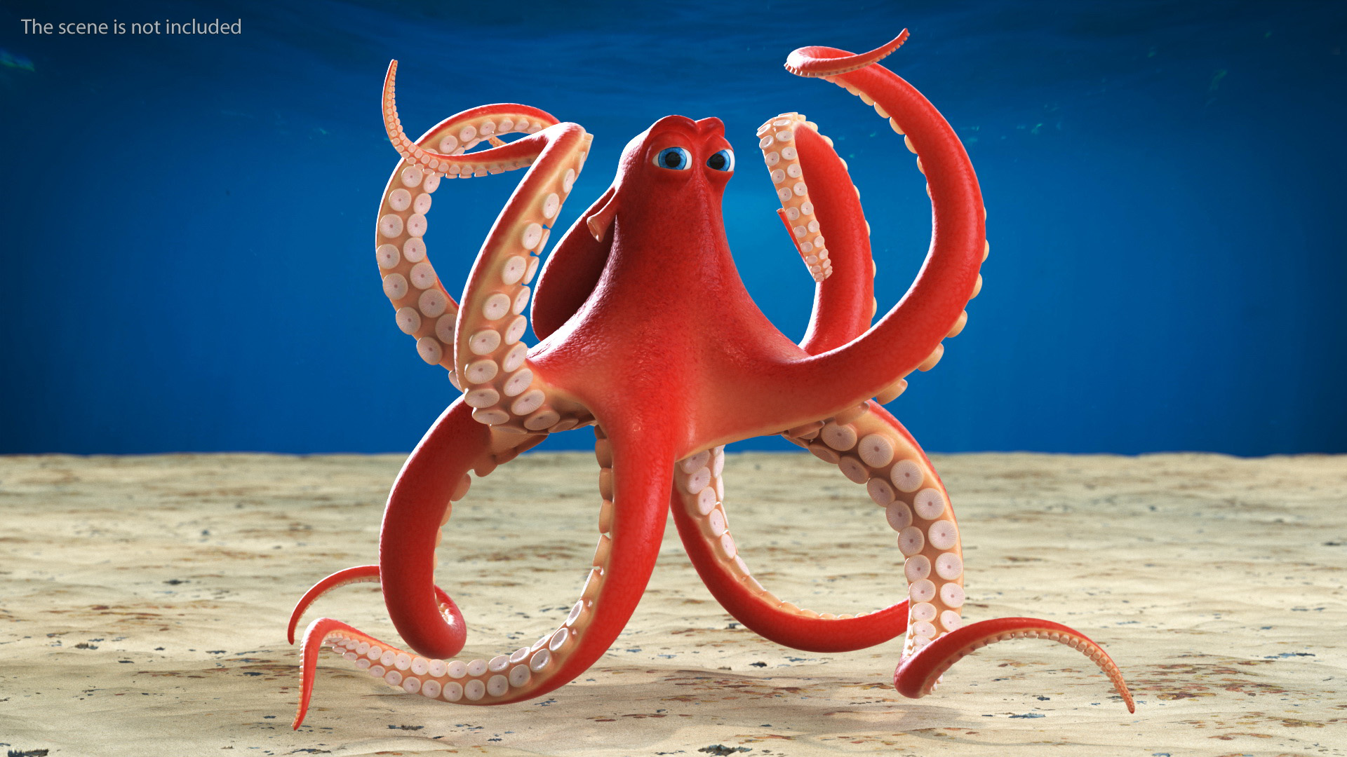 Cartoon Octopus Floating Pose 3D model