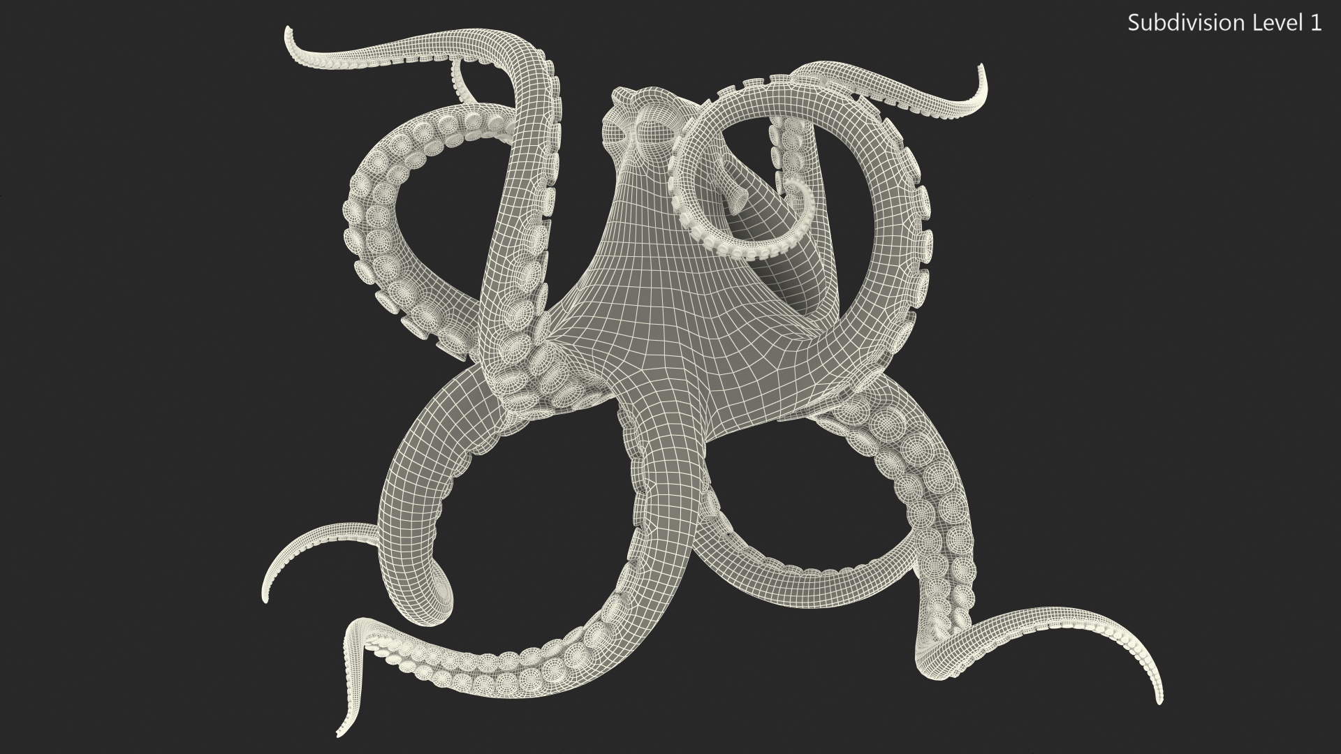 Cartoon Octopus Floating Pose 3D model