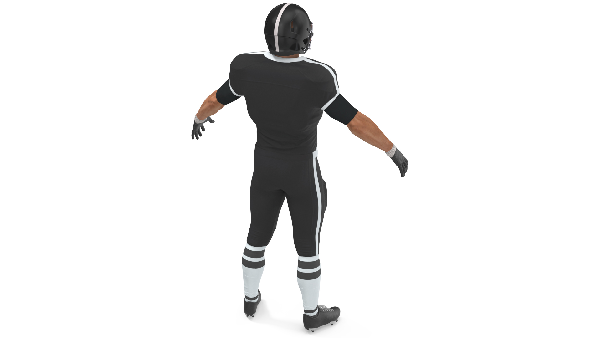 3D Black Uniform Football Player Rigged