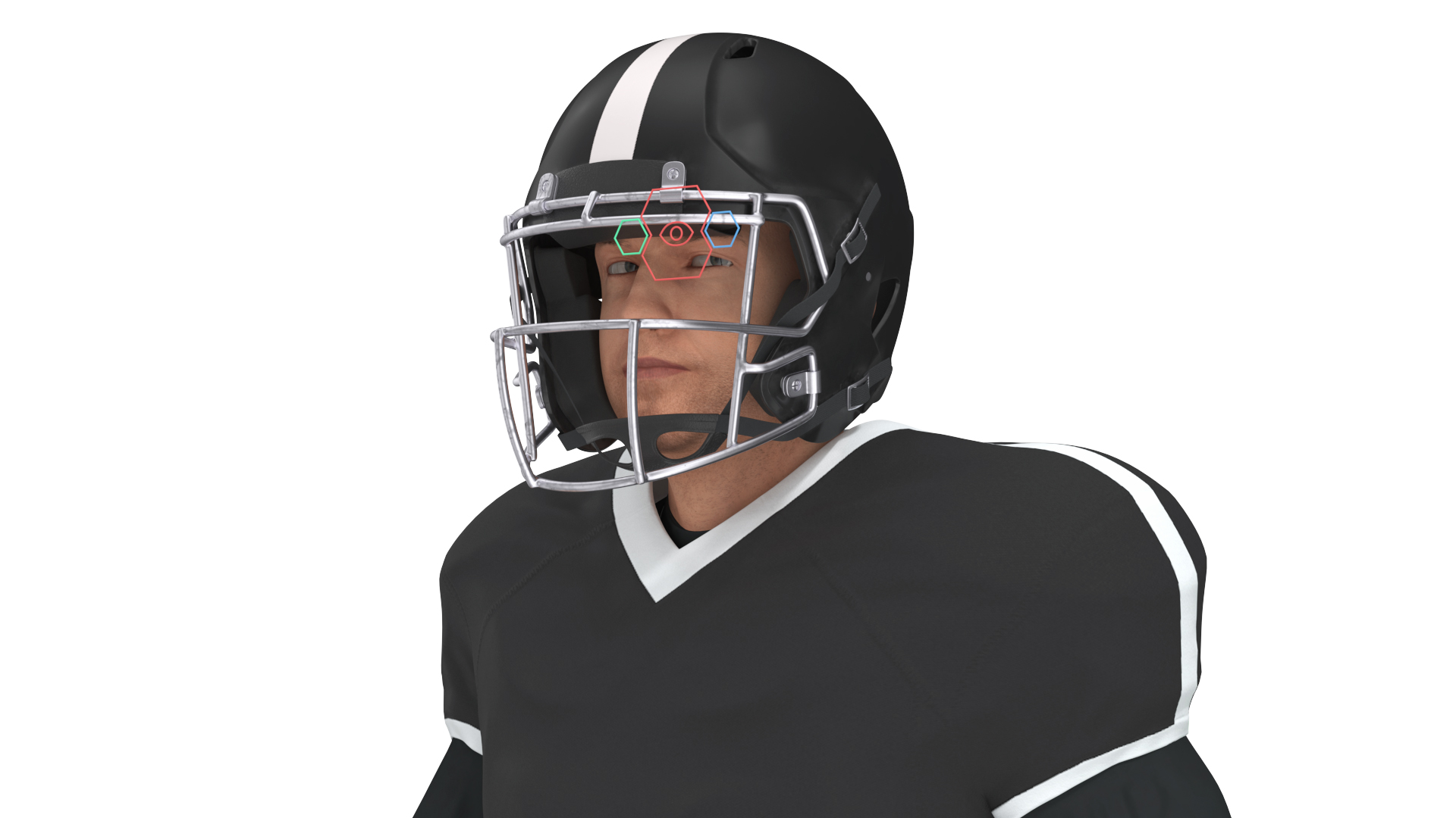 3D Black Uniform Football Player Rigged