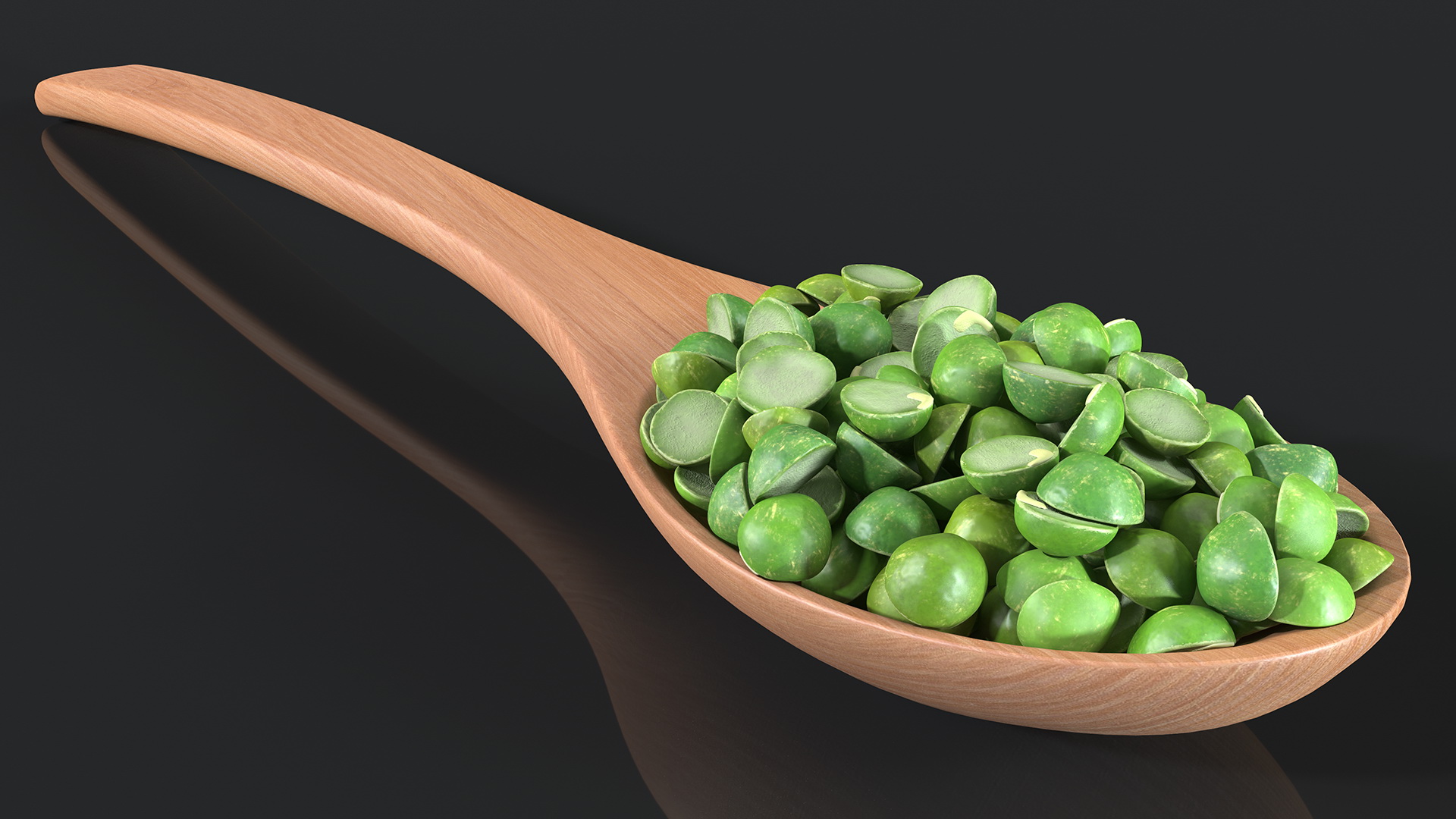 3D Split Pea in a Woden Spoon